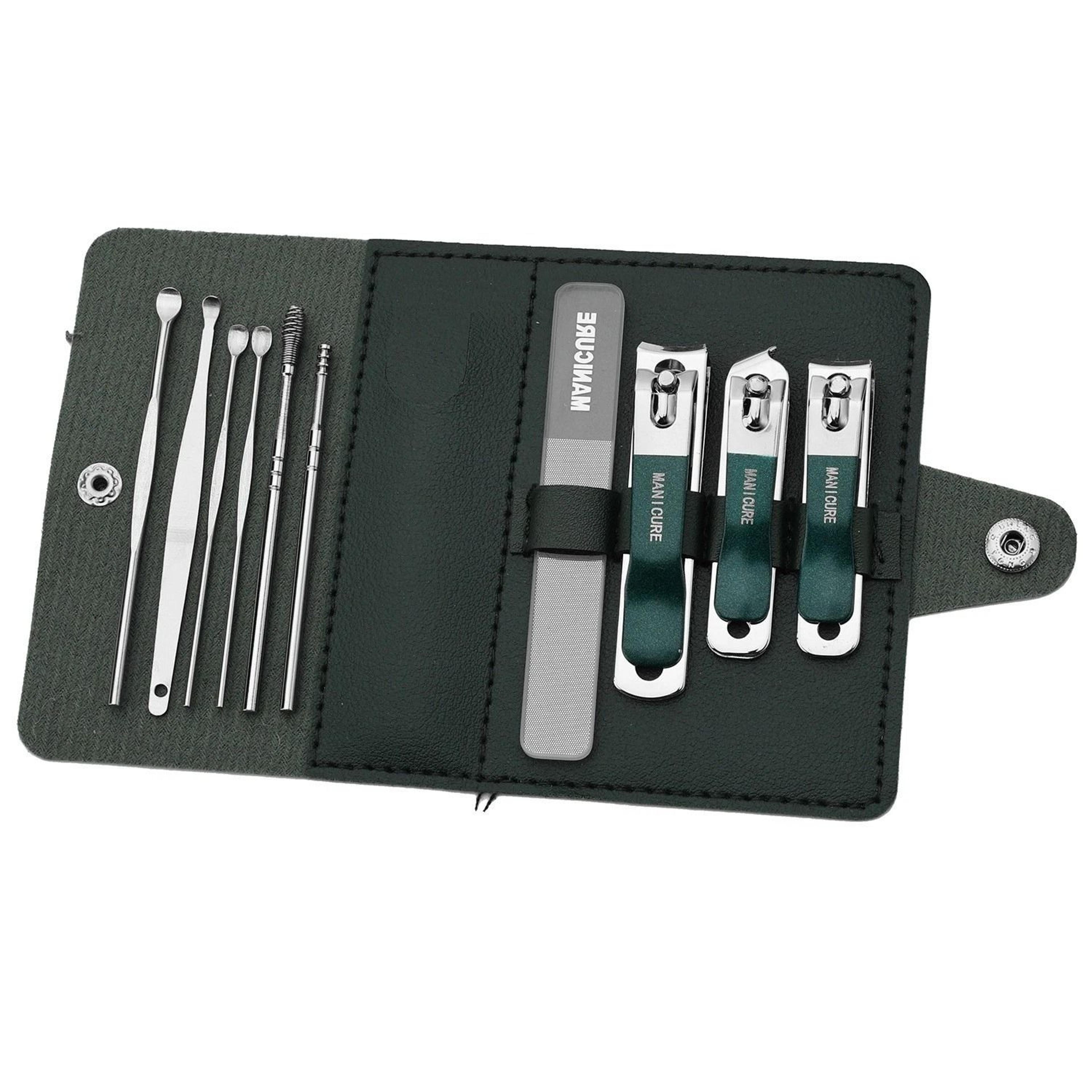 manicure pedicure set with nail clippers & cuticle grooming kit complete ear pick & grooming tools case