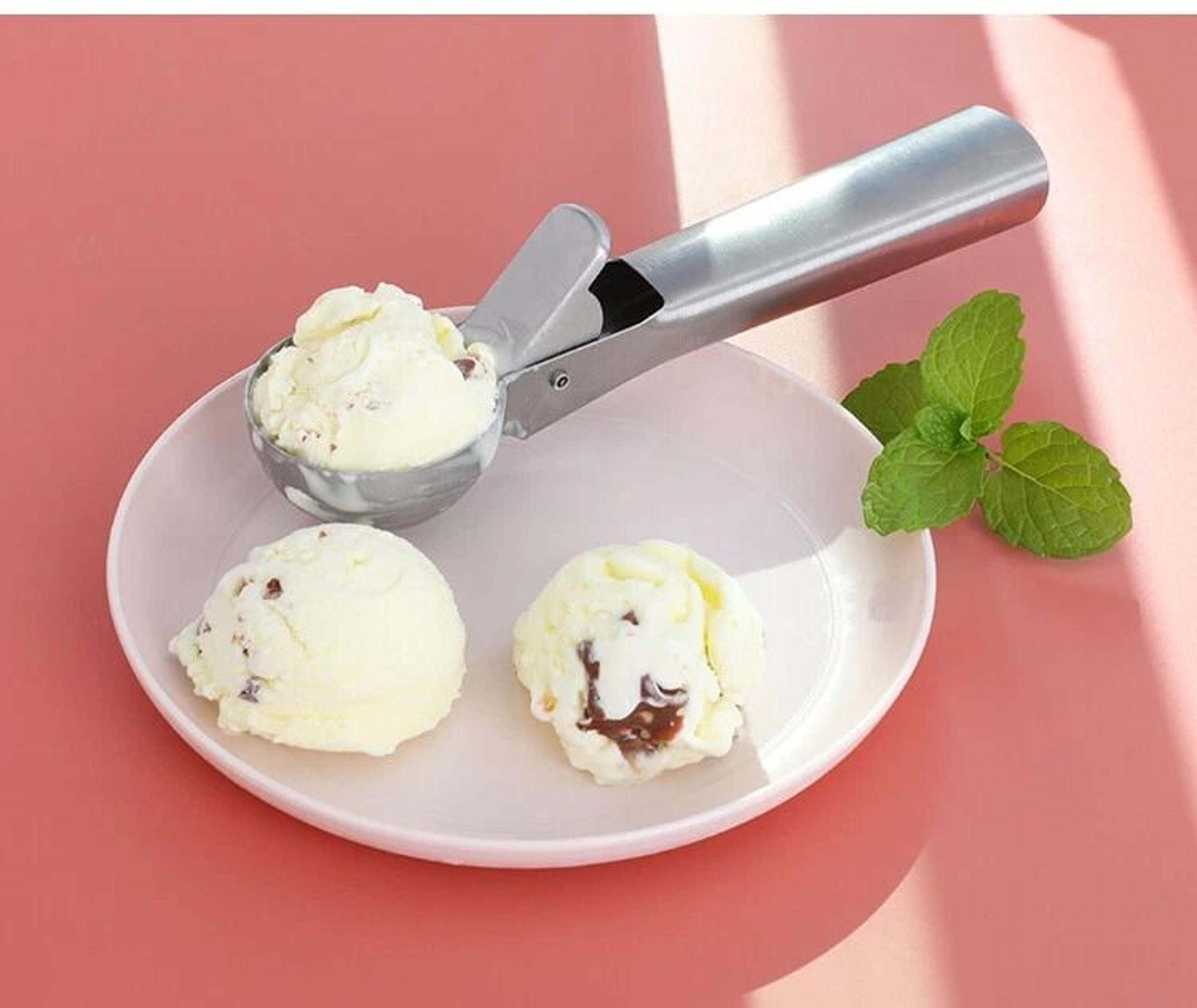 anti freeze stainless steel ice cream scoop with trigger | perfect for cookie & watermelon