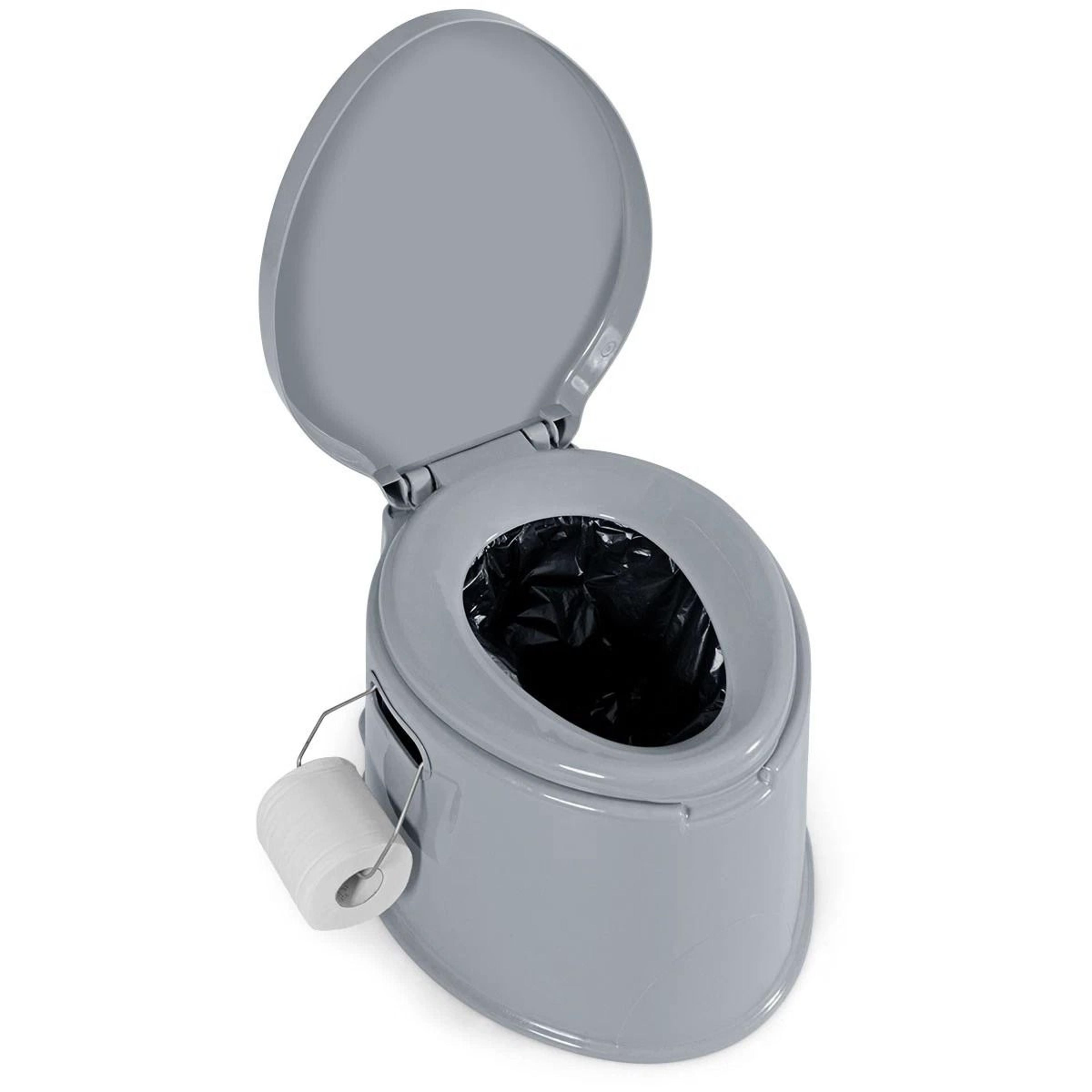 portable travel toilet with paper holder for outdoor camping and hiking