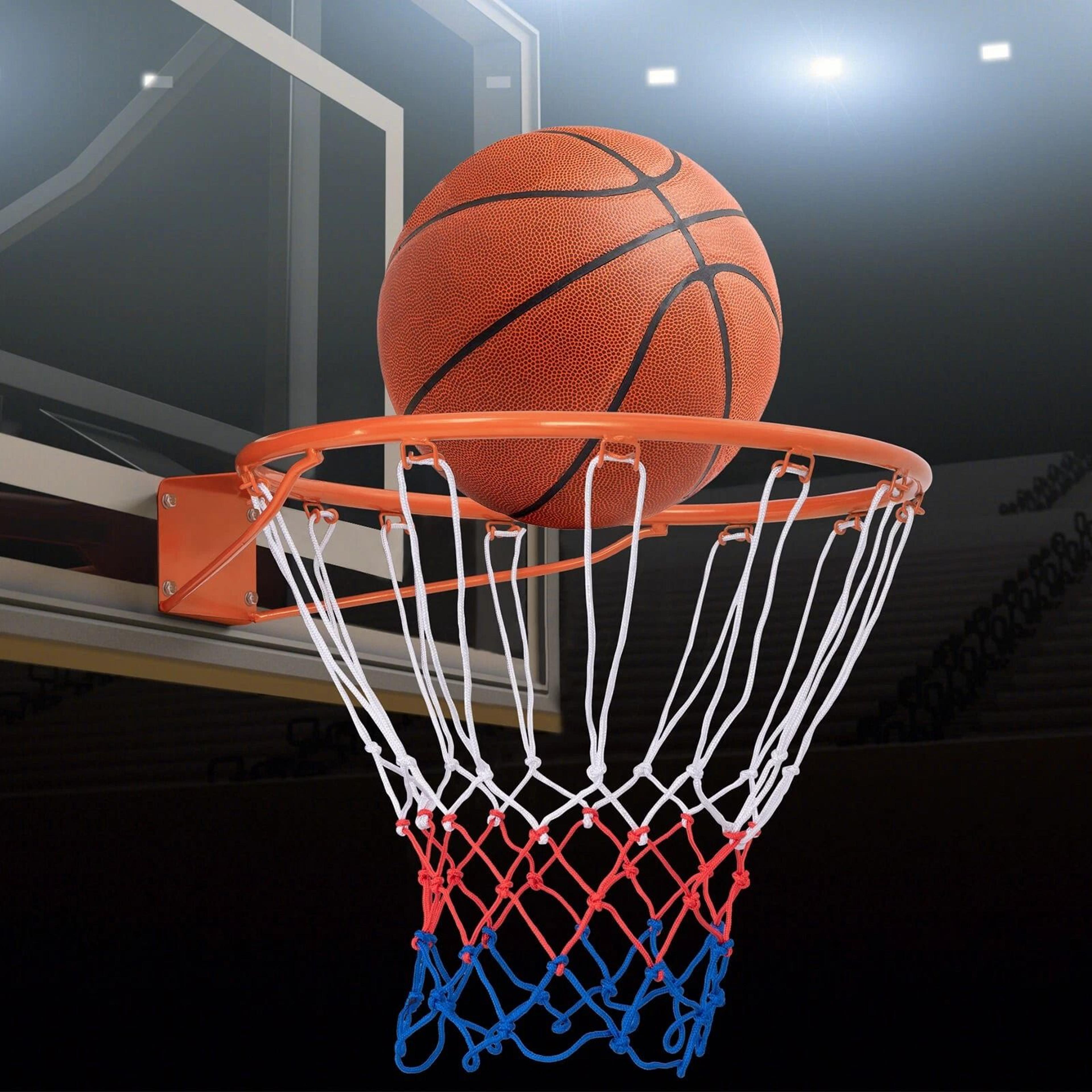 wall mounted basketball hoop with durable all weather net indoor/outdoor fun