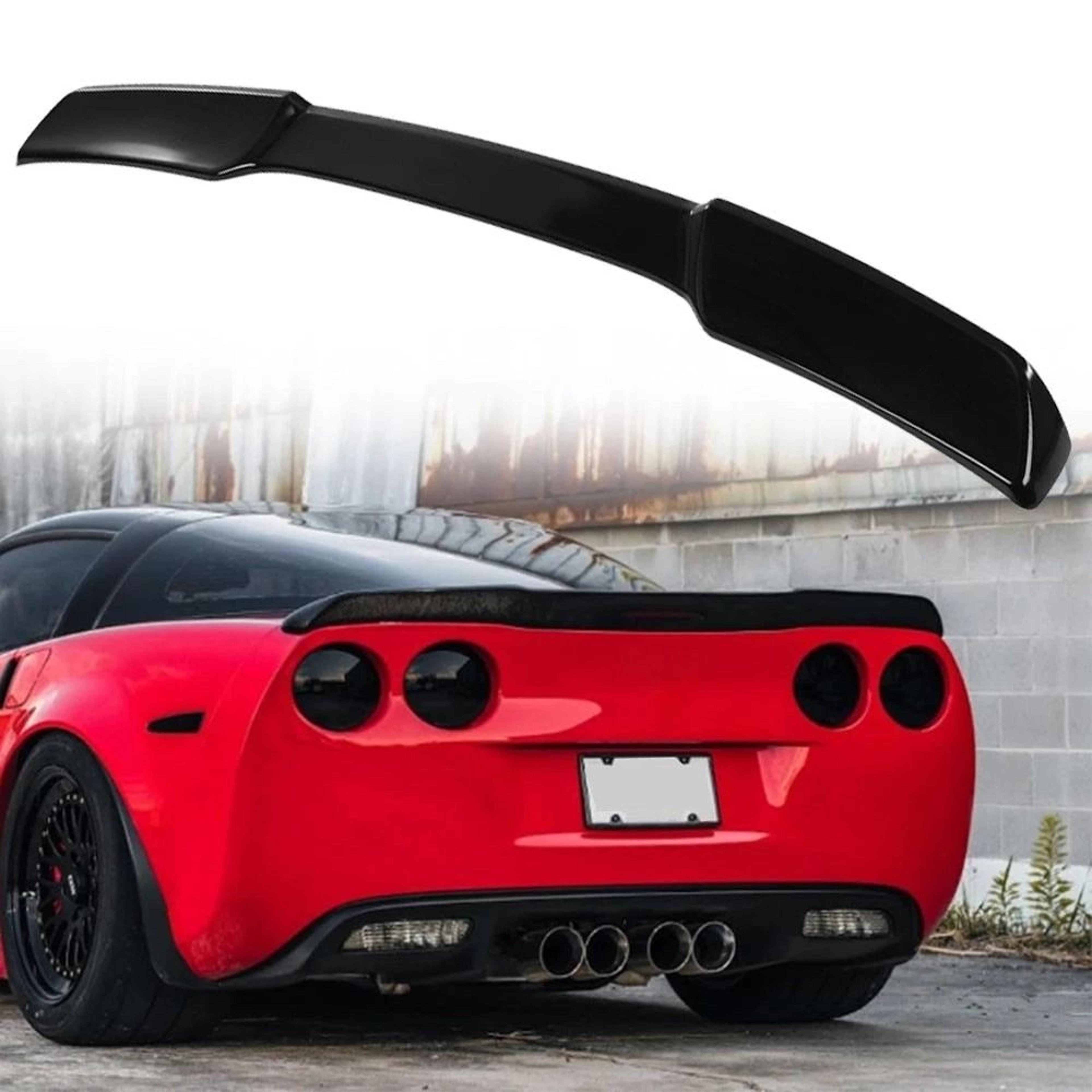 rear trunk wing spoiler for corvette c6 base z06 zr1 gloss black | self adhesive