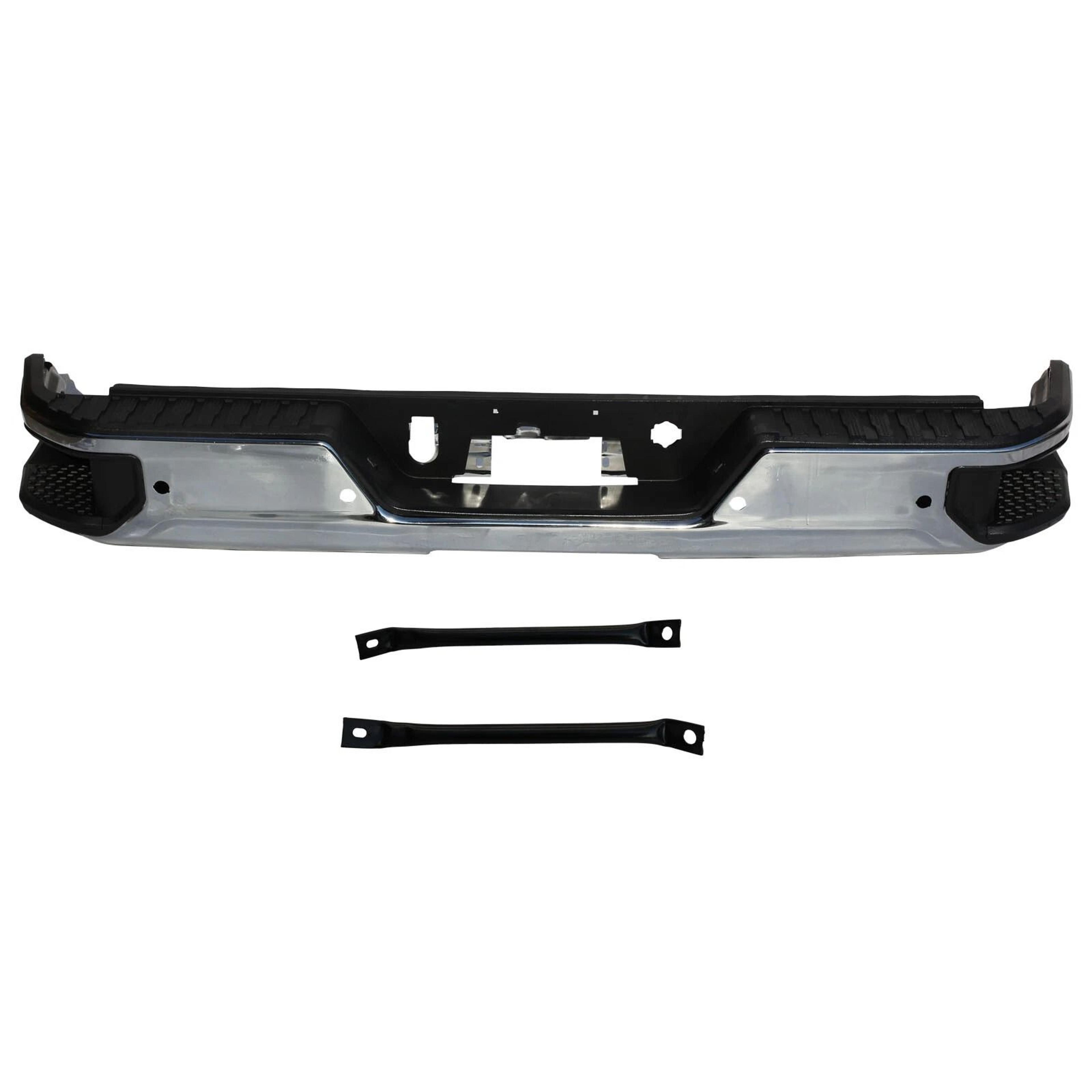 chrome rear bumper assembly for sierra silverado with sensors