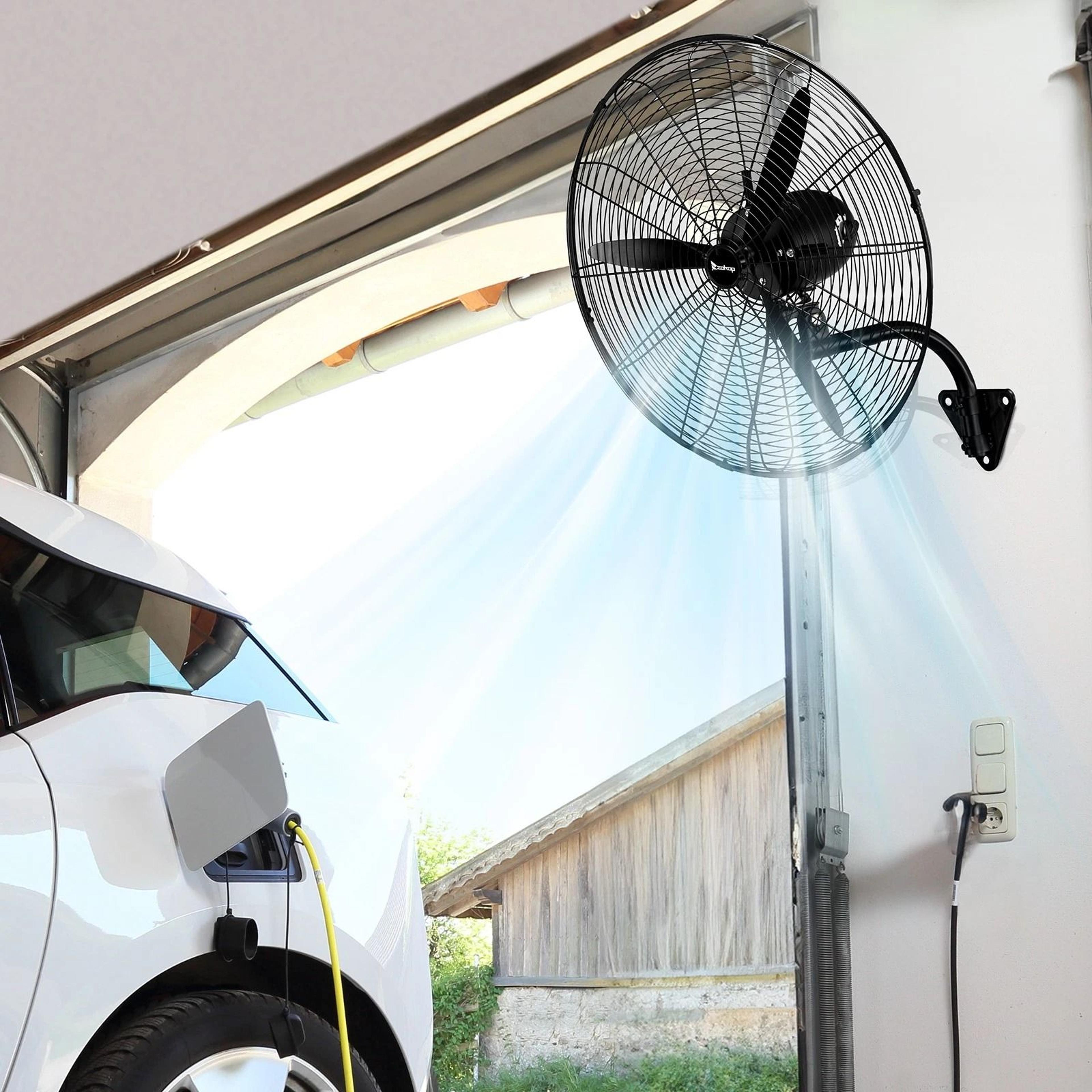 oscillating high velocity industrial wall mounted fan heavy duty, black