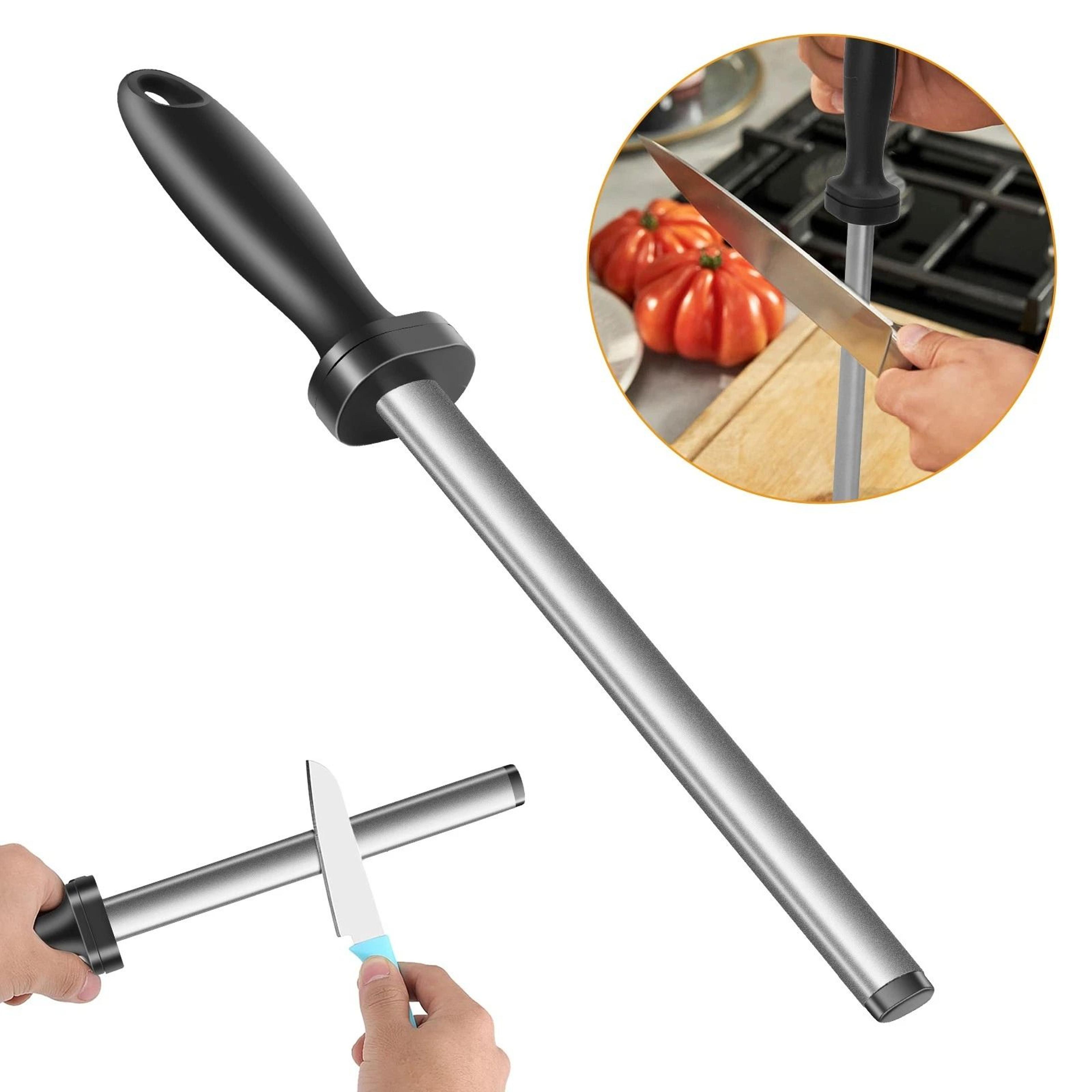 diamond knife sharpener rod 8in precision honing tool for chef & kitchen knives