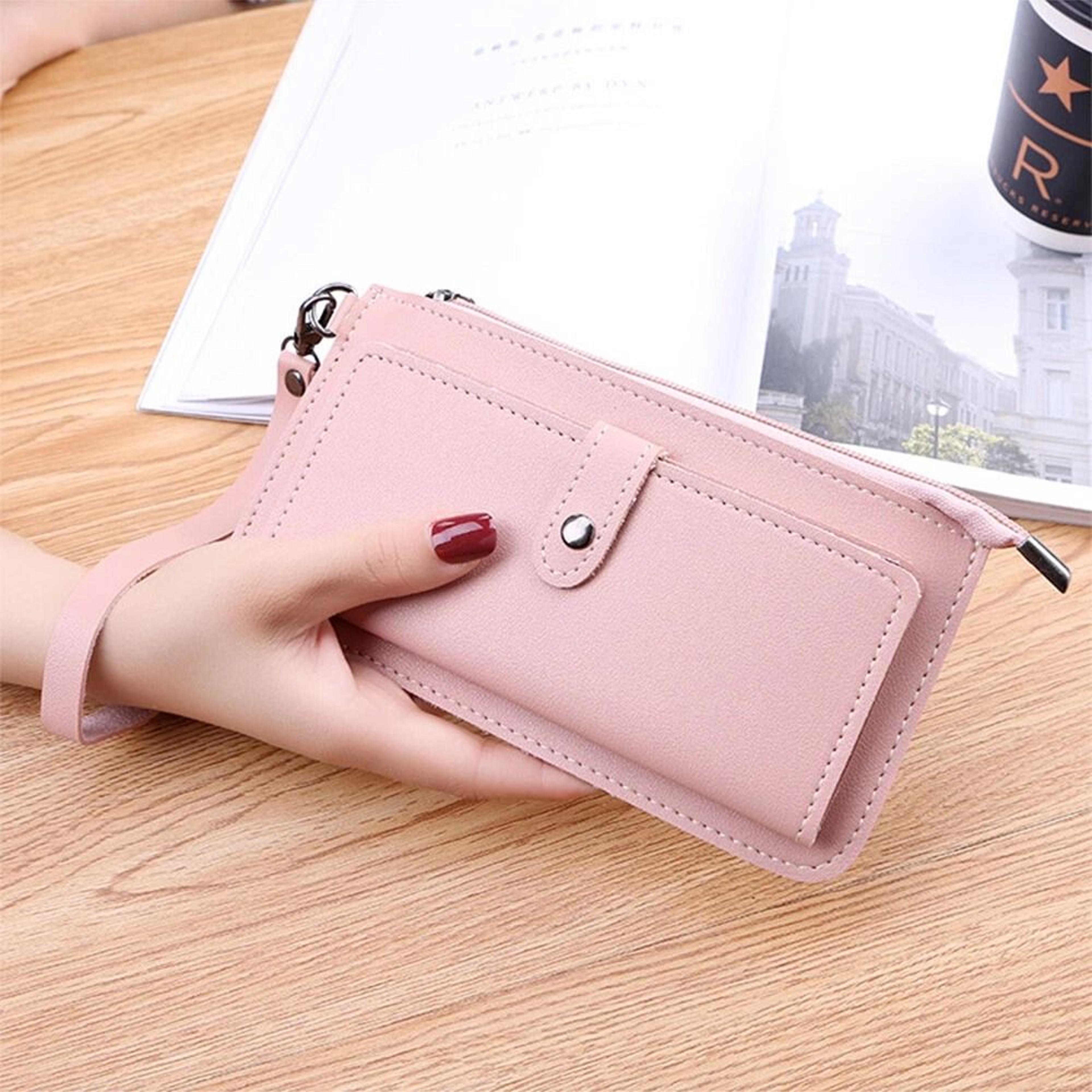 womens long leather wallet clutch purse with card holder & phone pocket