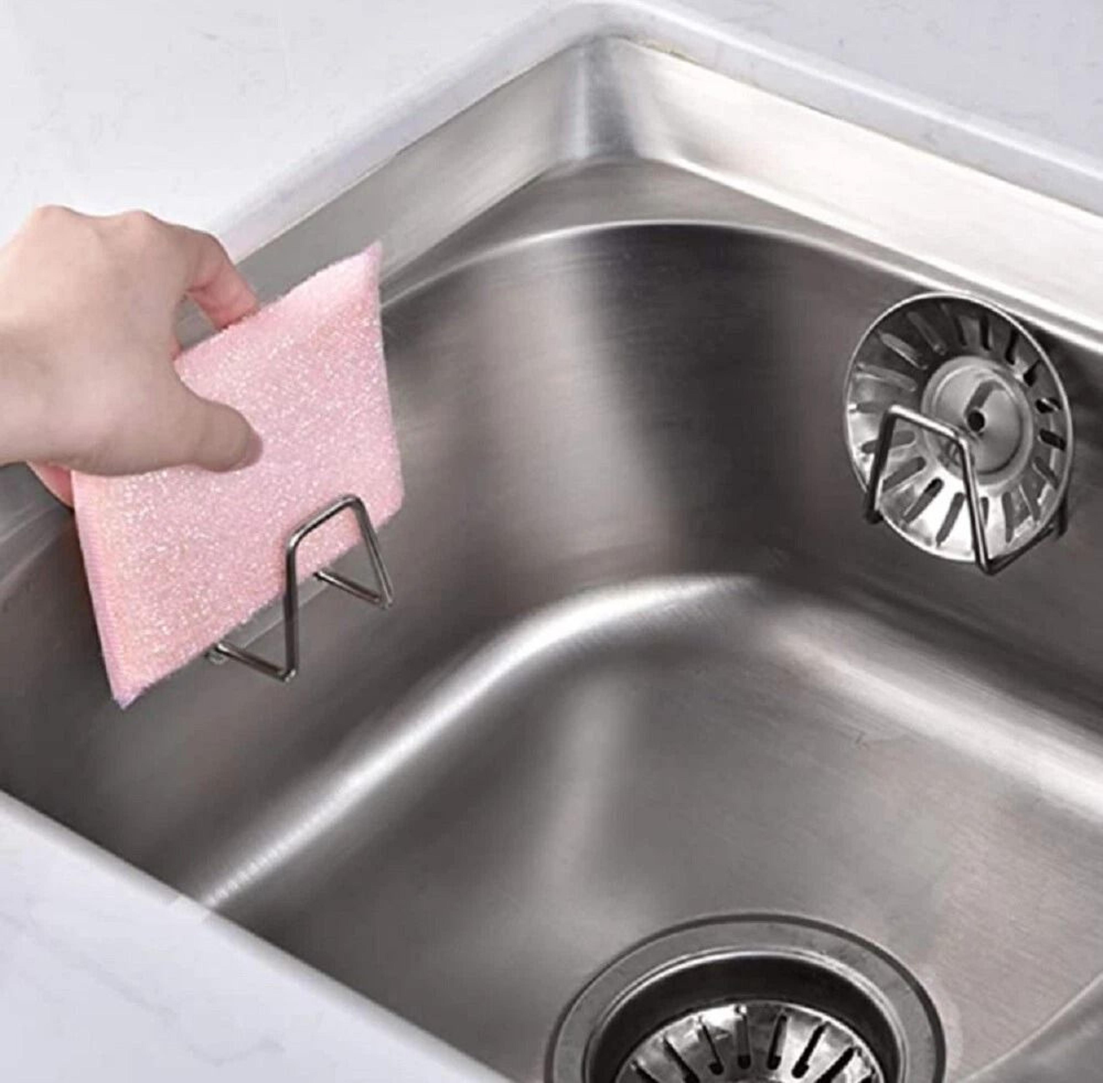 premium stainless steel sink sponge holder adhesive kitchen caddy organizer set