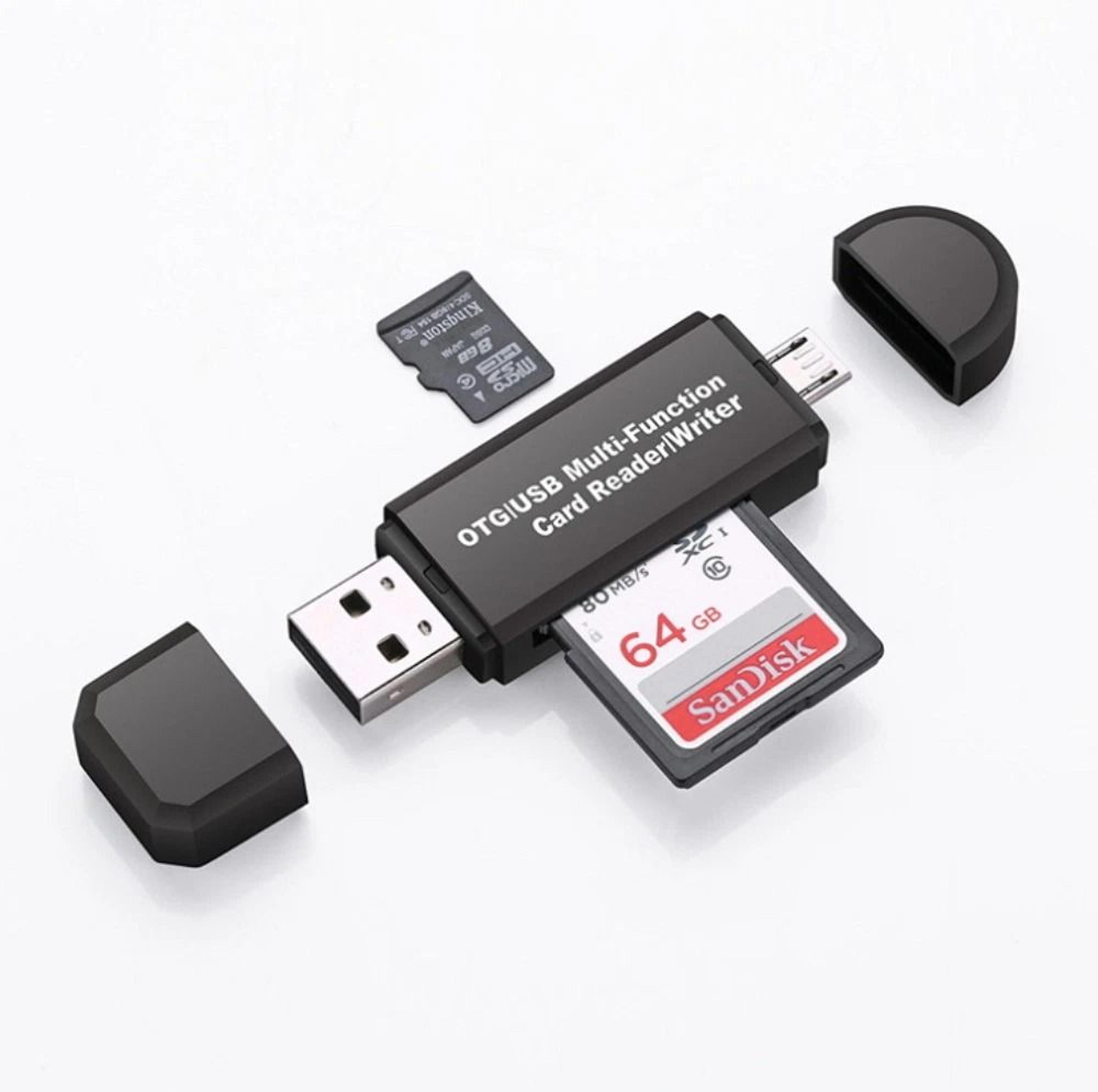 micro usb otg card reader & usb hub adapter for android sd, microsd compatible
