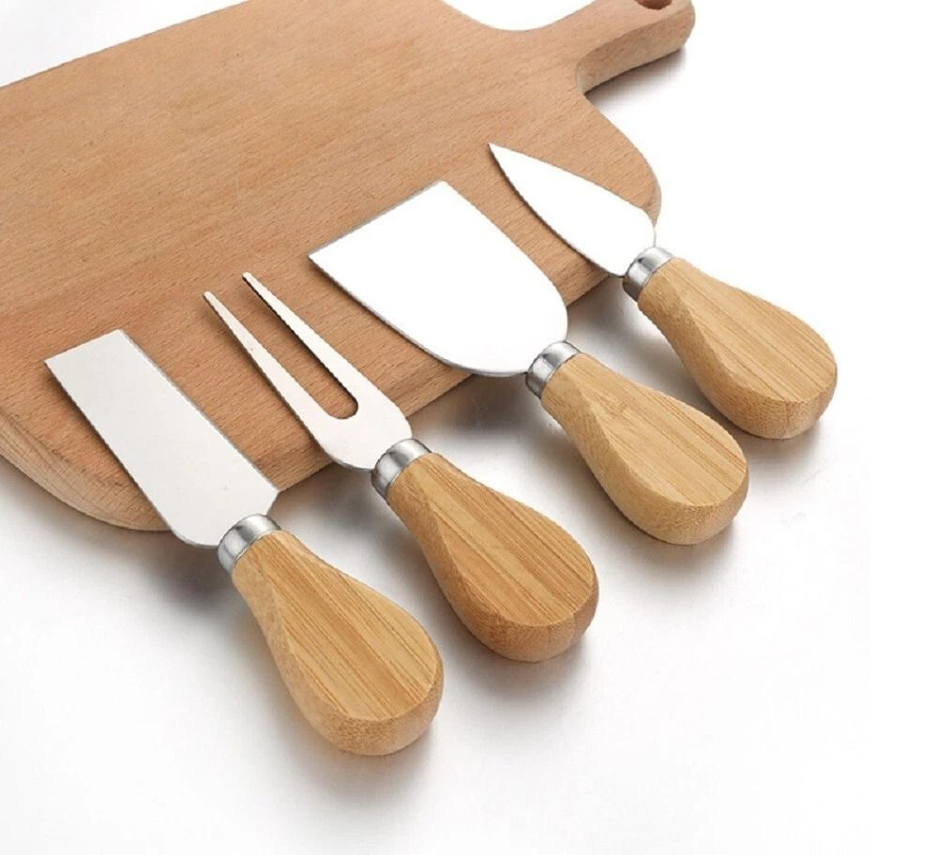 cheese knife set stainless steel cutters with wooden handles for easy serving
