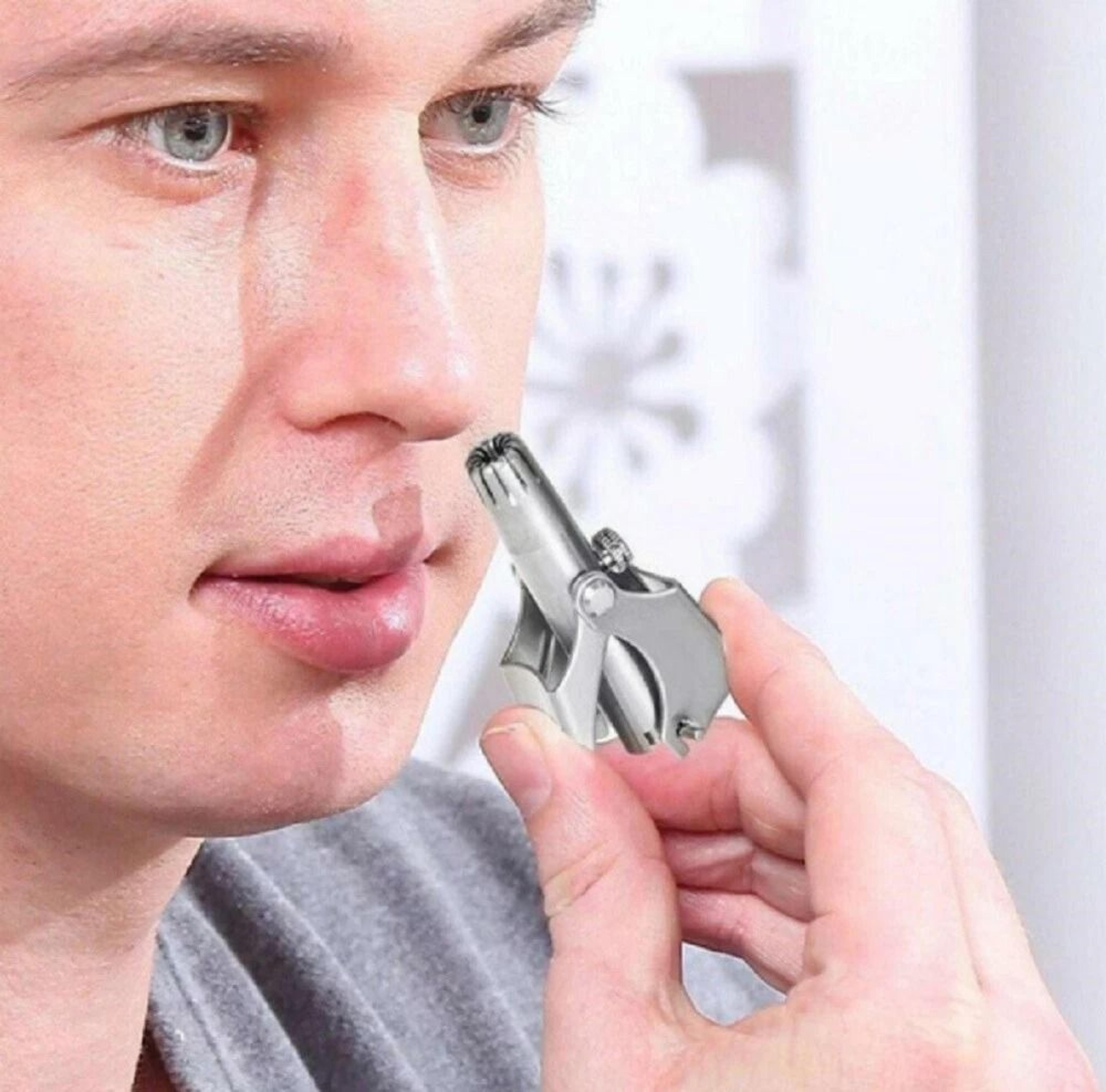 stainless steel manual nose hair trimmer precision rotary grooming tool for men