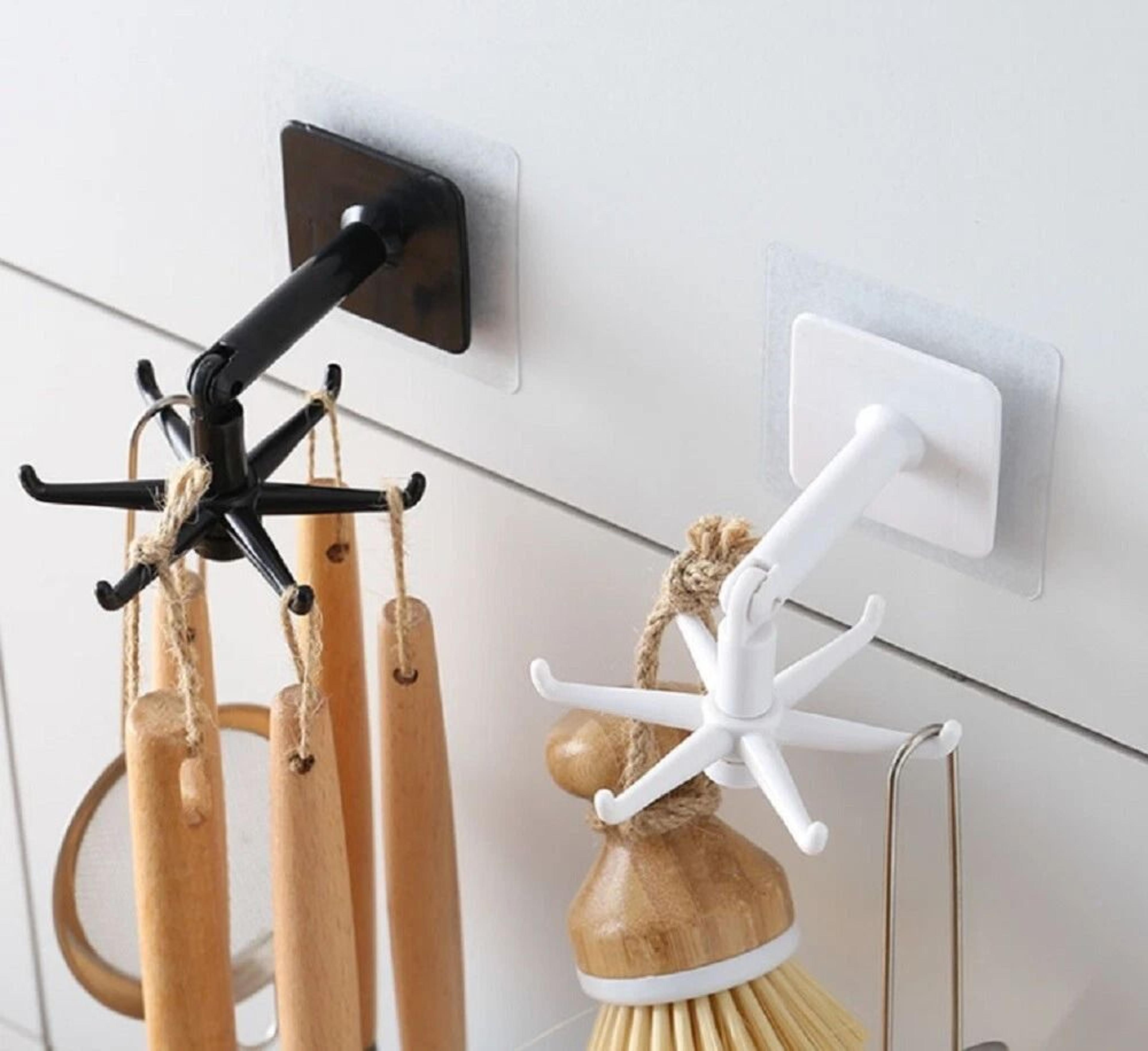 360 rotating kitchen utensil hanger self adhesive wall hook rack