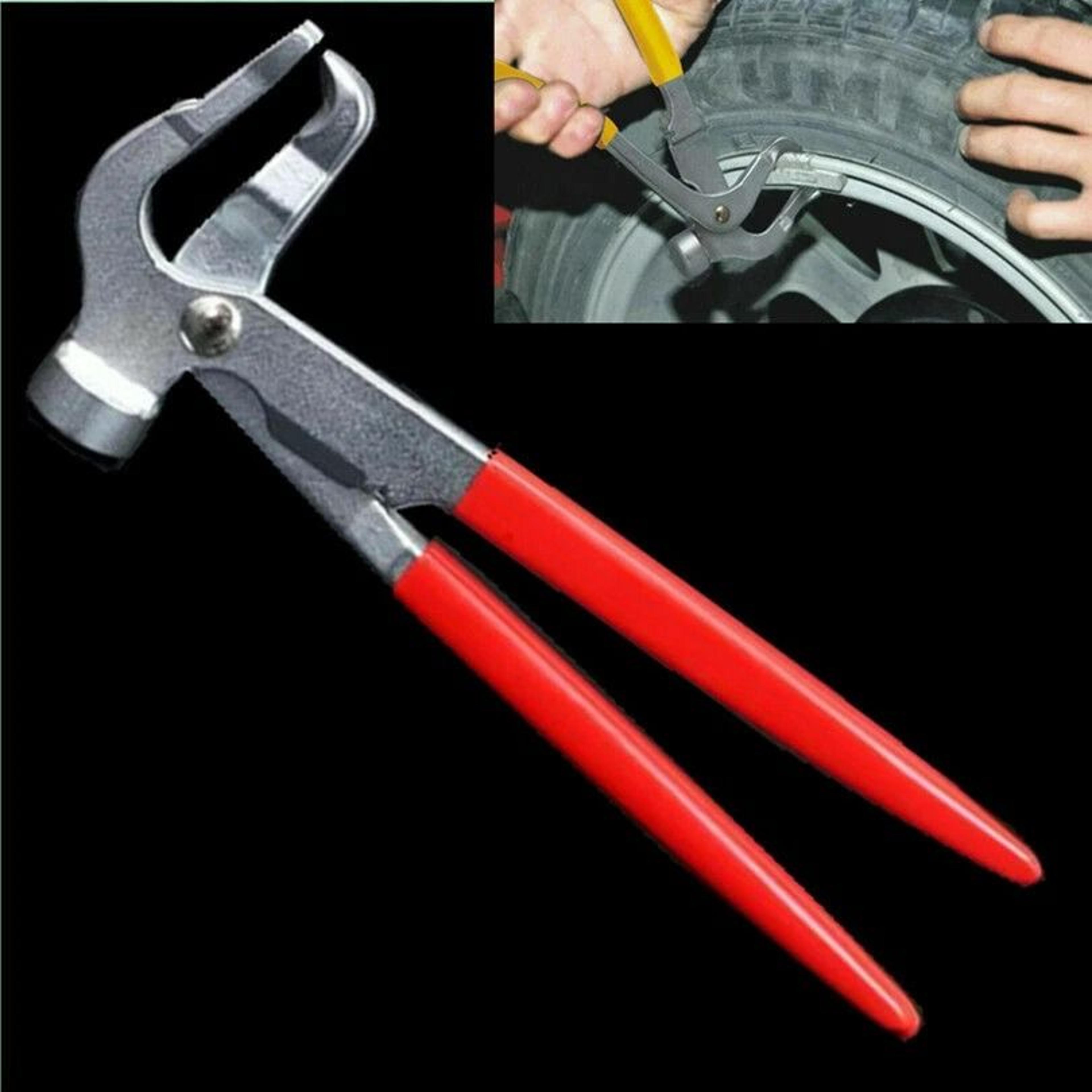 universal wheel weight pliers and hammer tire balancing tool for clip on wheel weights