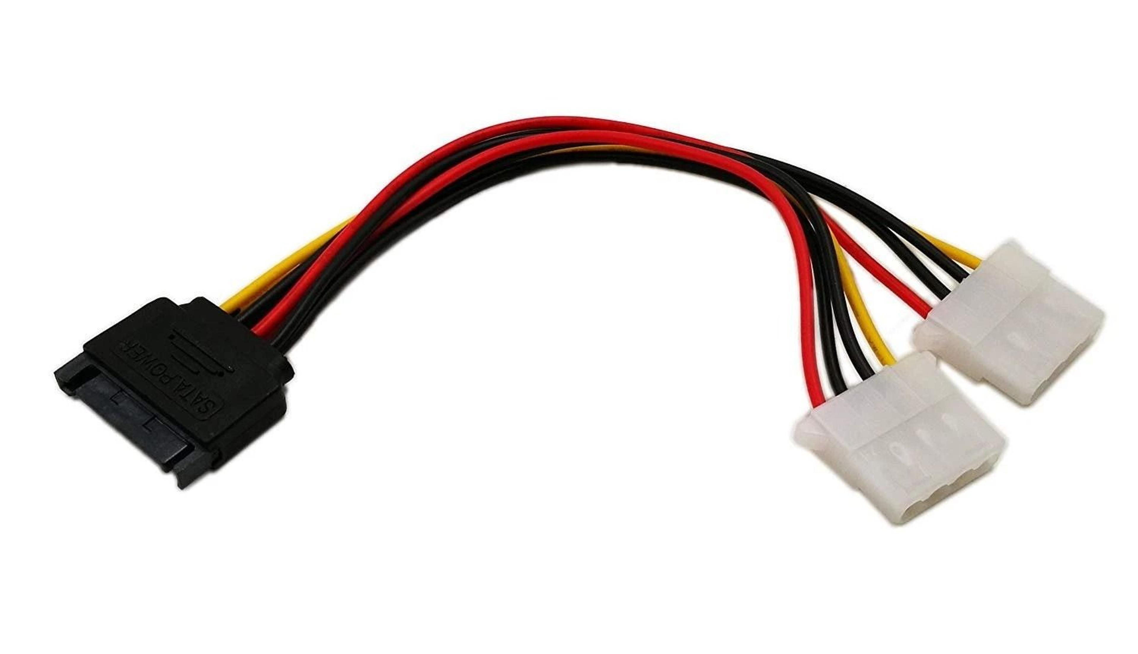 15 pin sata to dual 4 pin molex power splitter cable for hdd ide drives