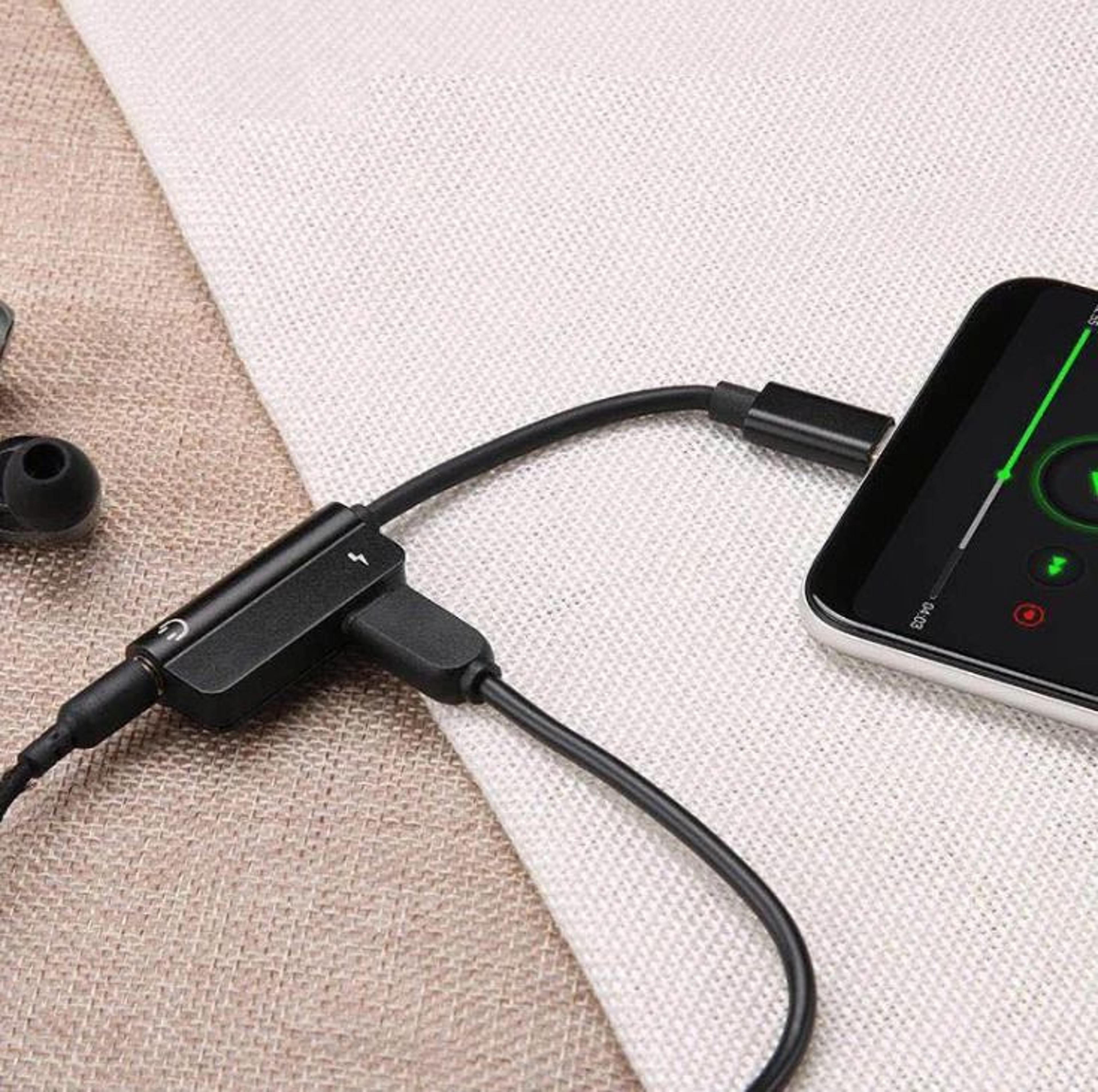 usb c to adapter and charger splitter for music calls and fast charging