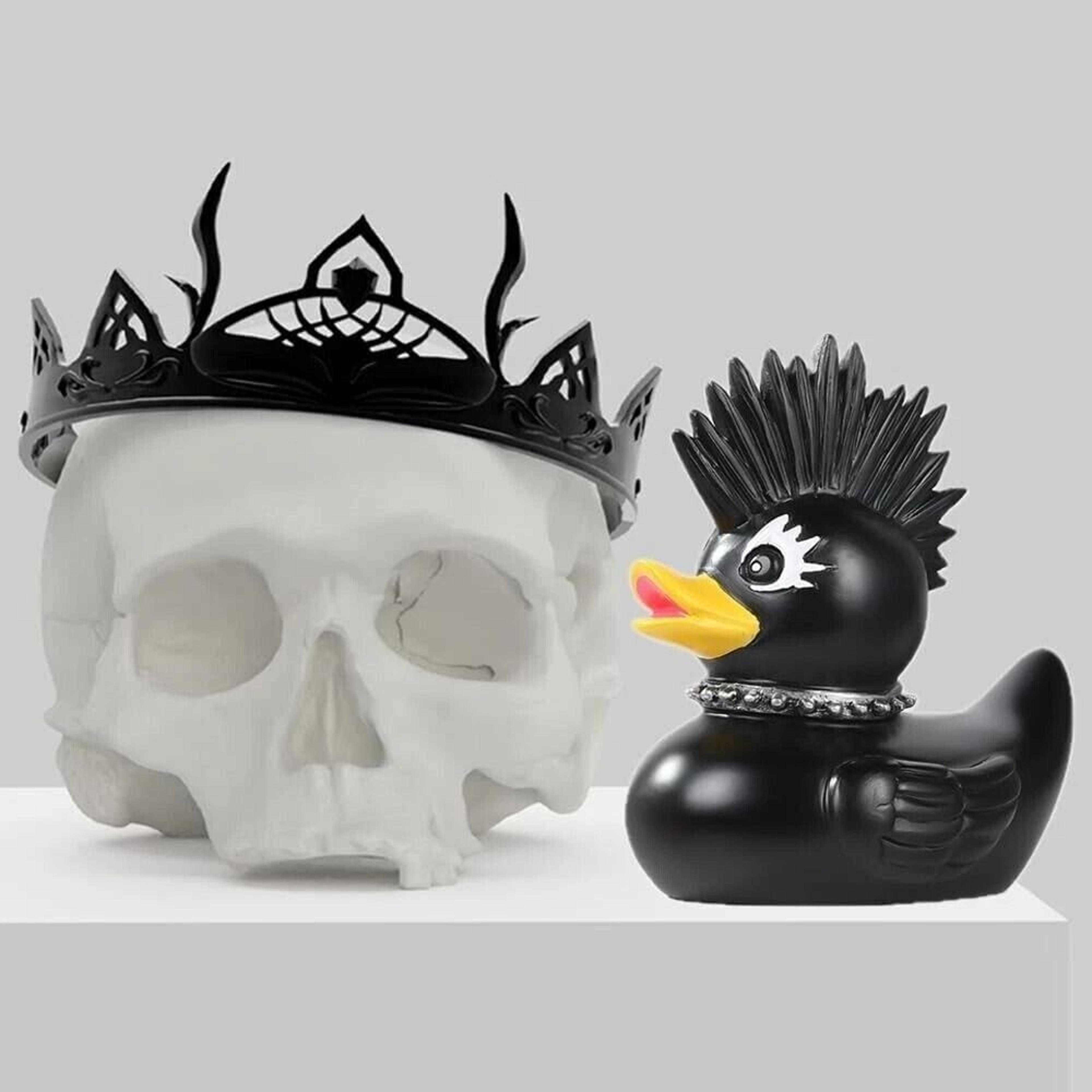 dark gothic resin duck statue for desk car and home decor