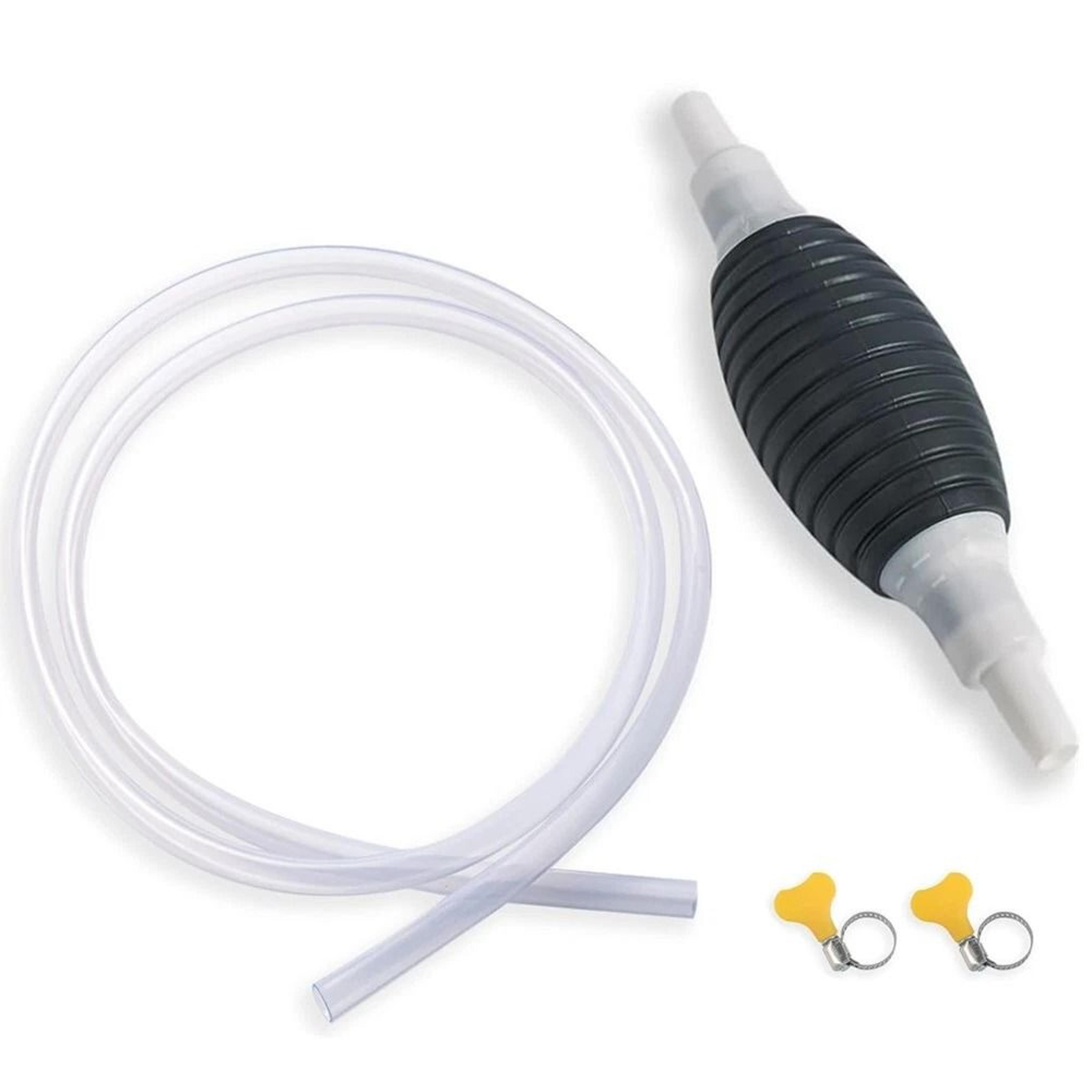 high flow fuel siphon pump with hose for gas water oil transfer
