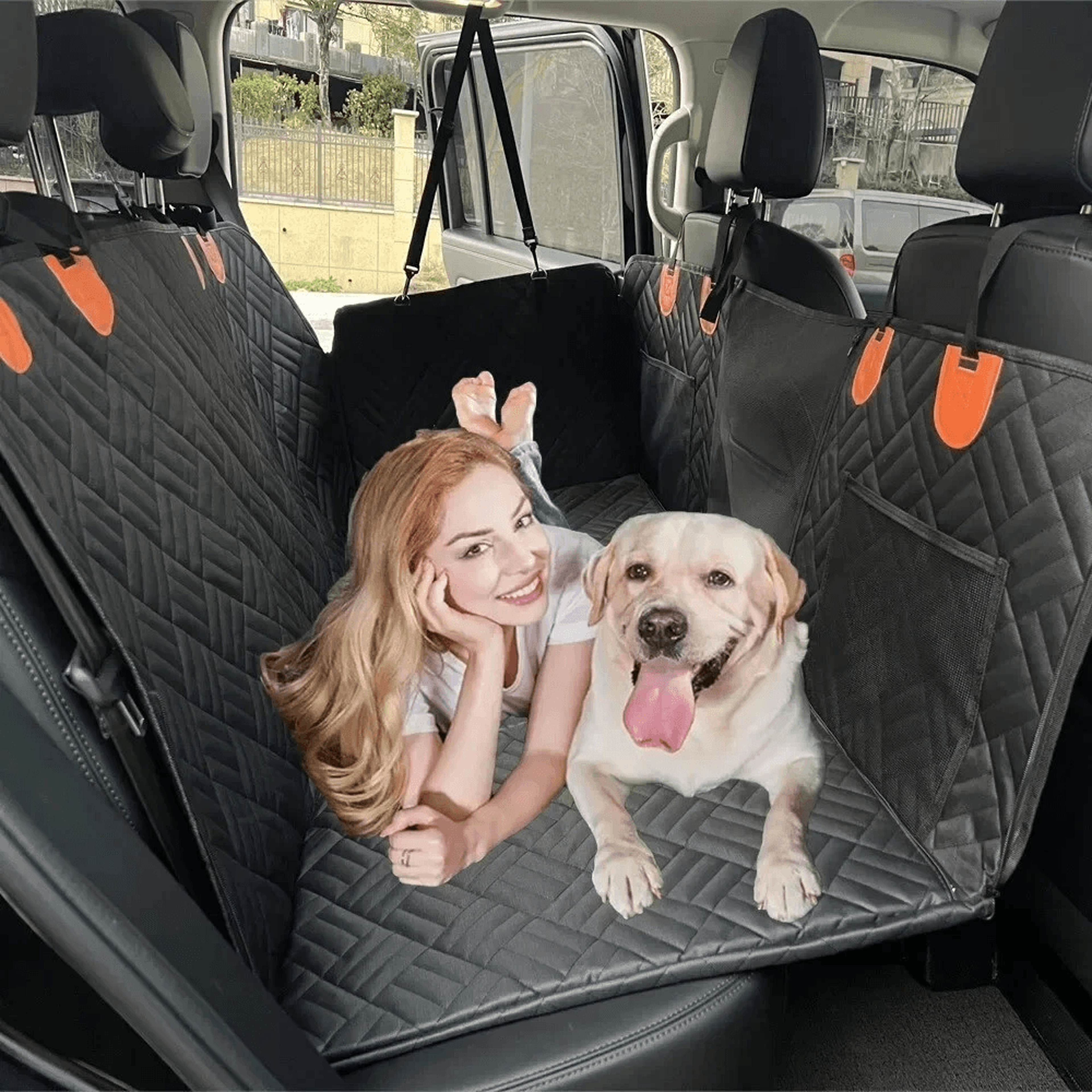 hard bottom dog car seat cover with back seat extender support