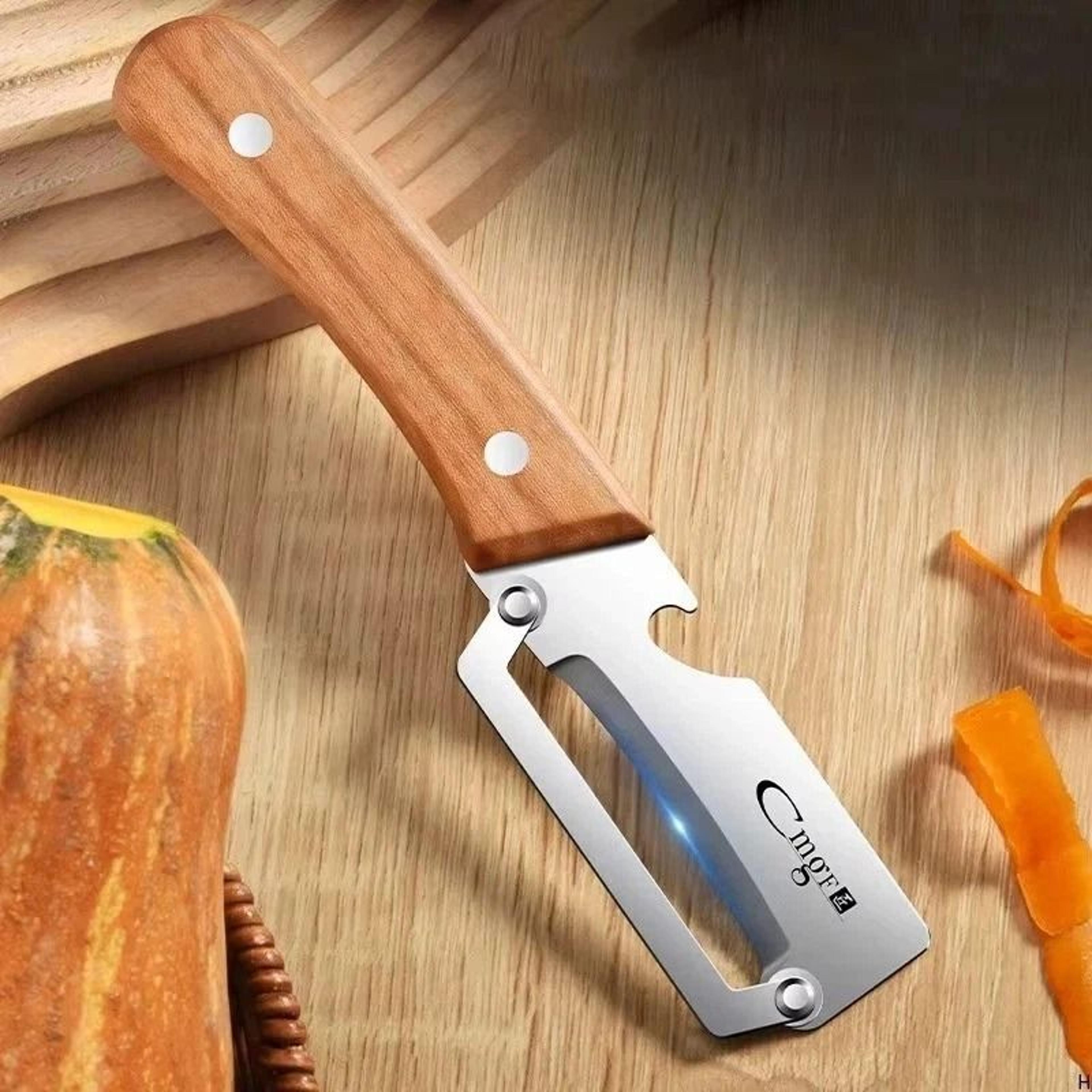 wood handle stainless steel vegetable peeler for fruit and potatoes