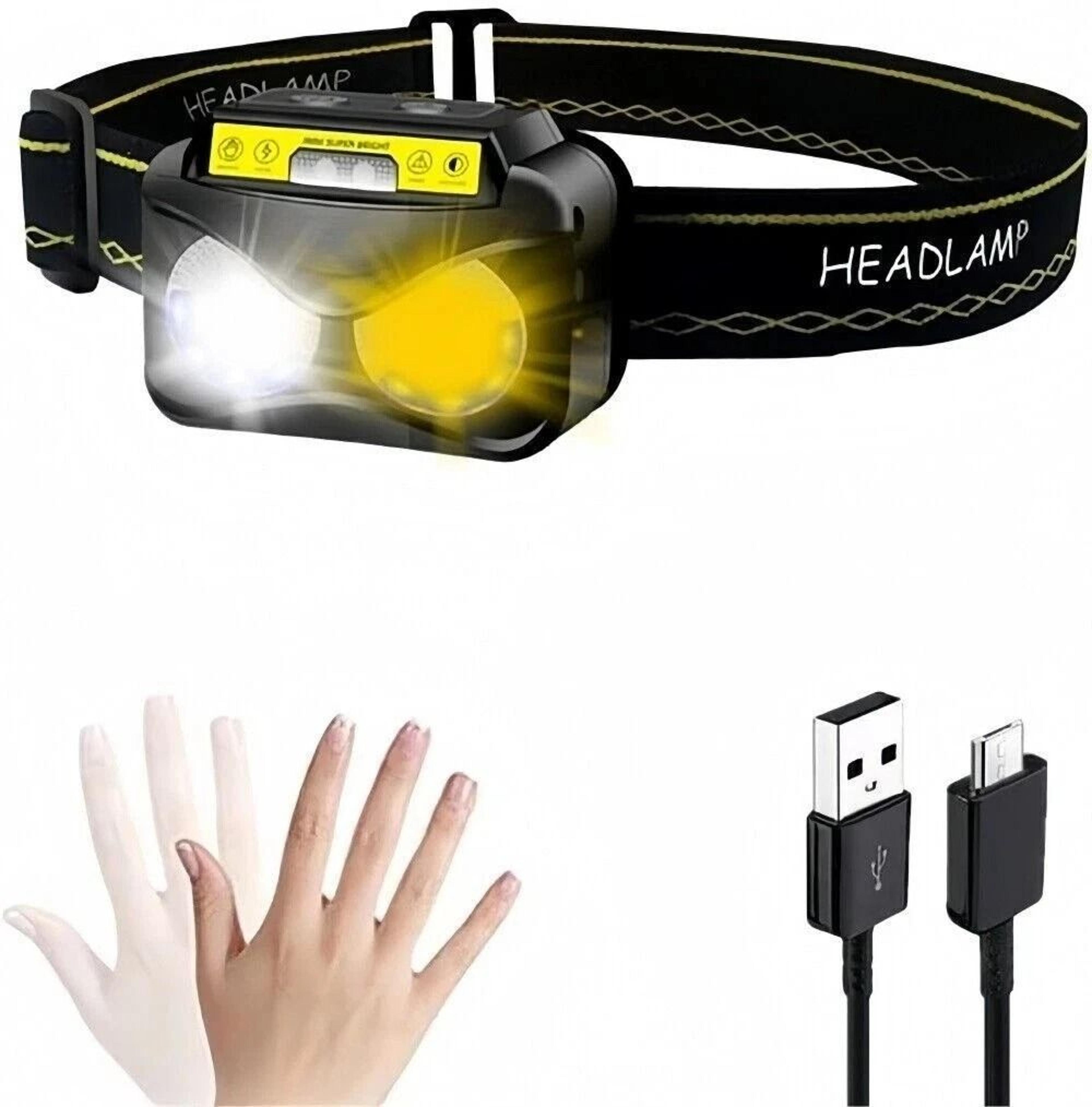 lumen rechargeable led headlamp with motion sensor