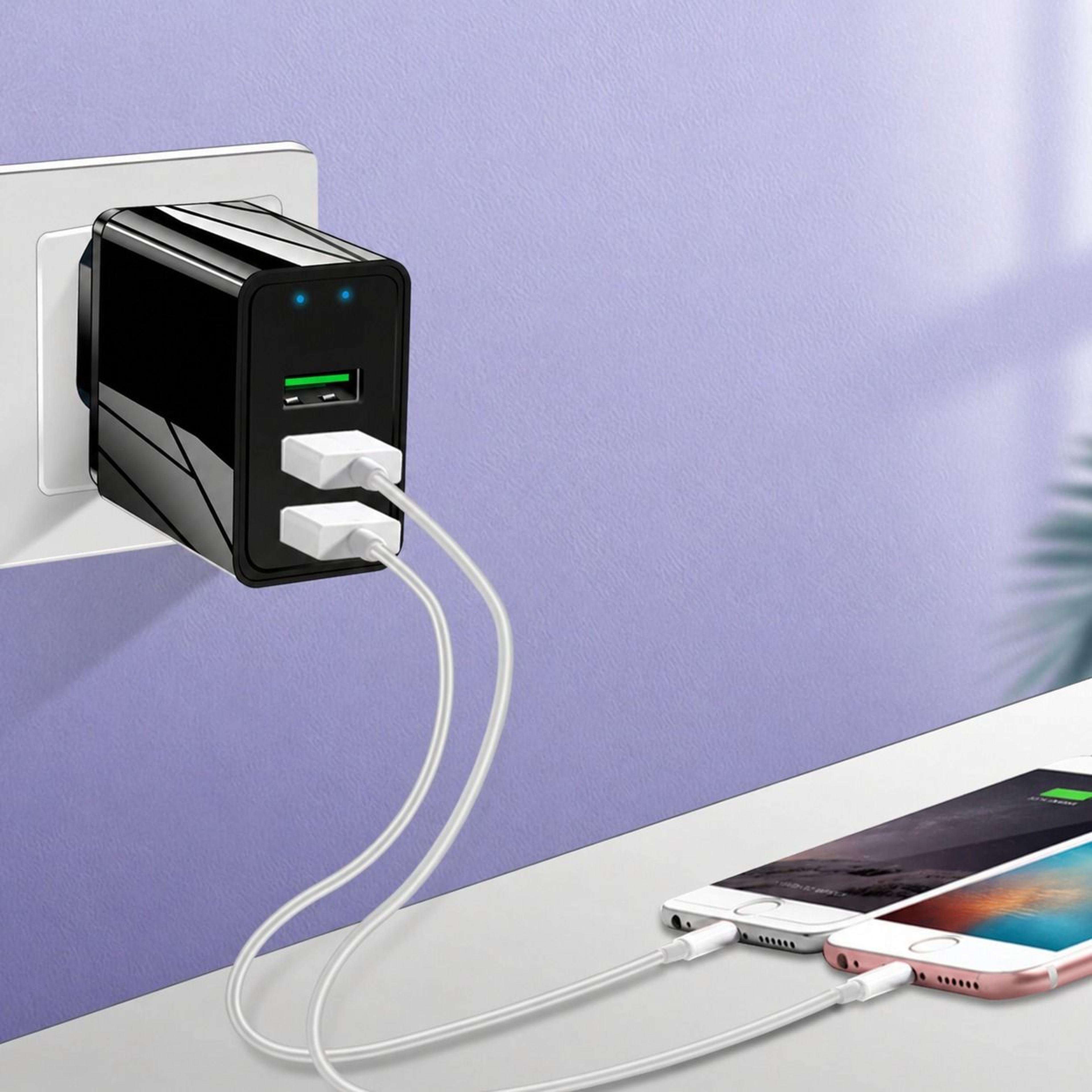 3 port fast charging usb hub with quick charge & led wall adapter