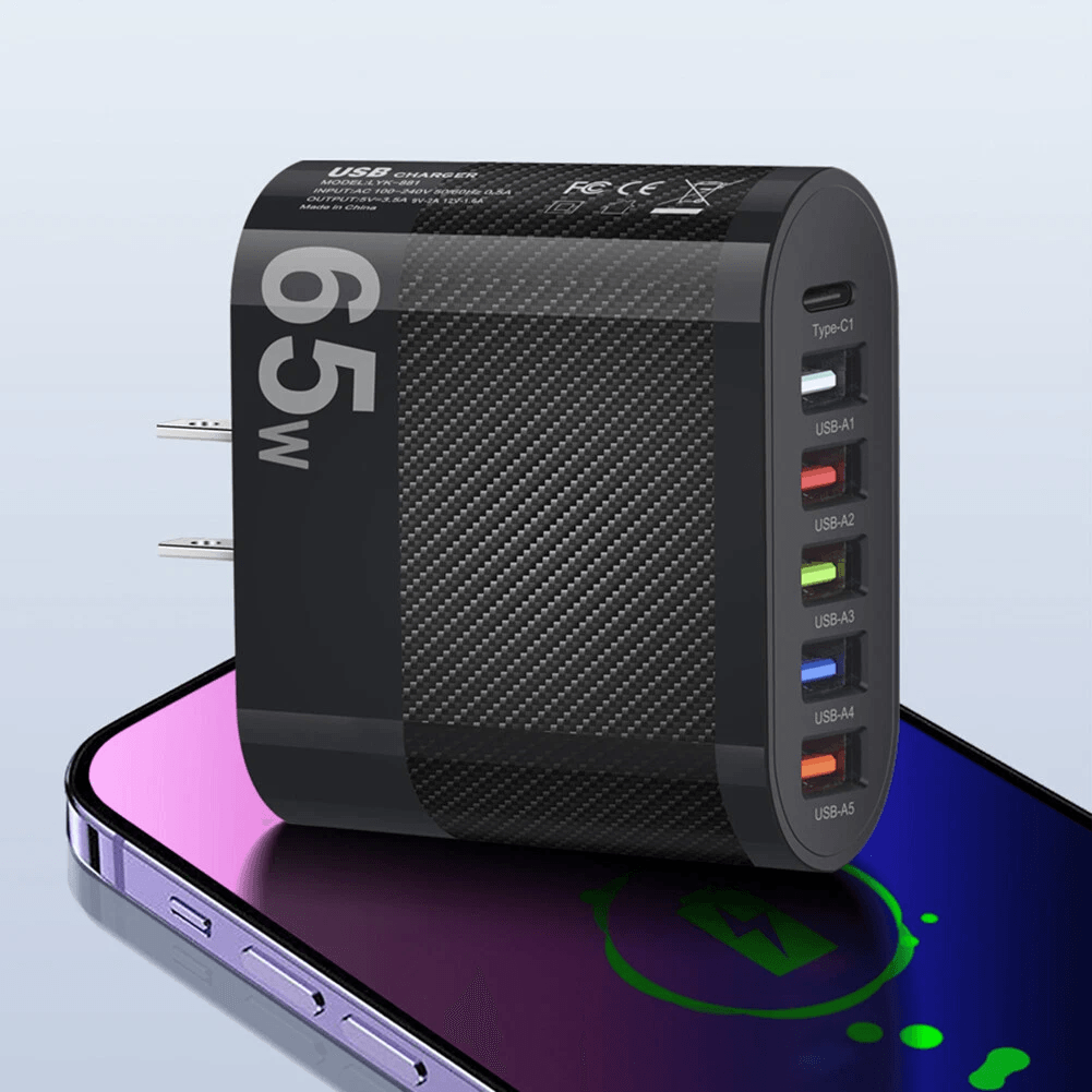 6 port usb hub travel fast charging station ac power adapter universal wall charger for multiple devices