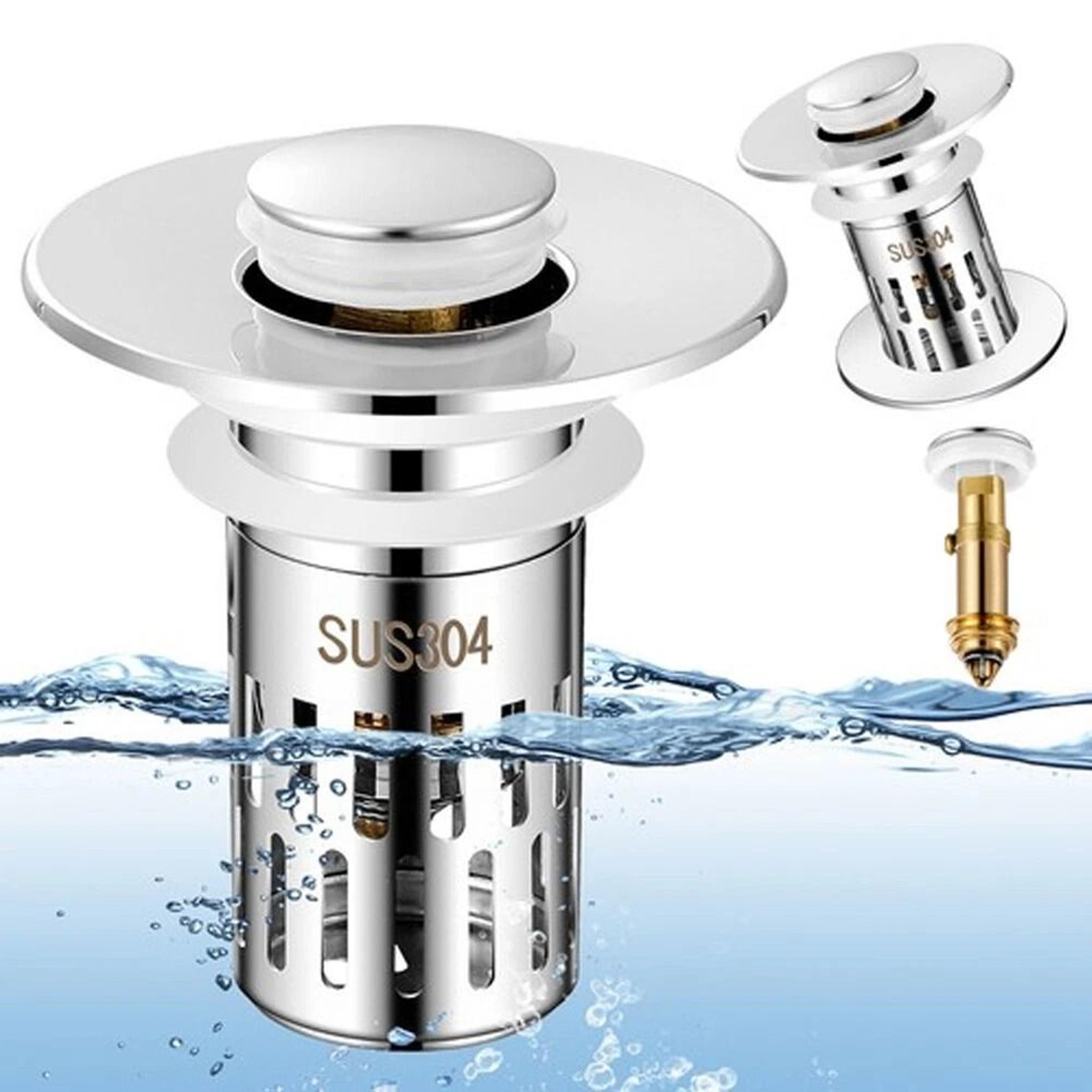 universal bathroom sink stopper with pop up drain strainer