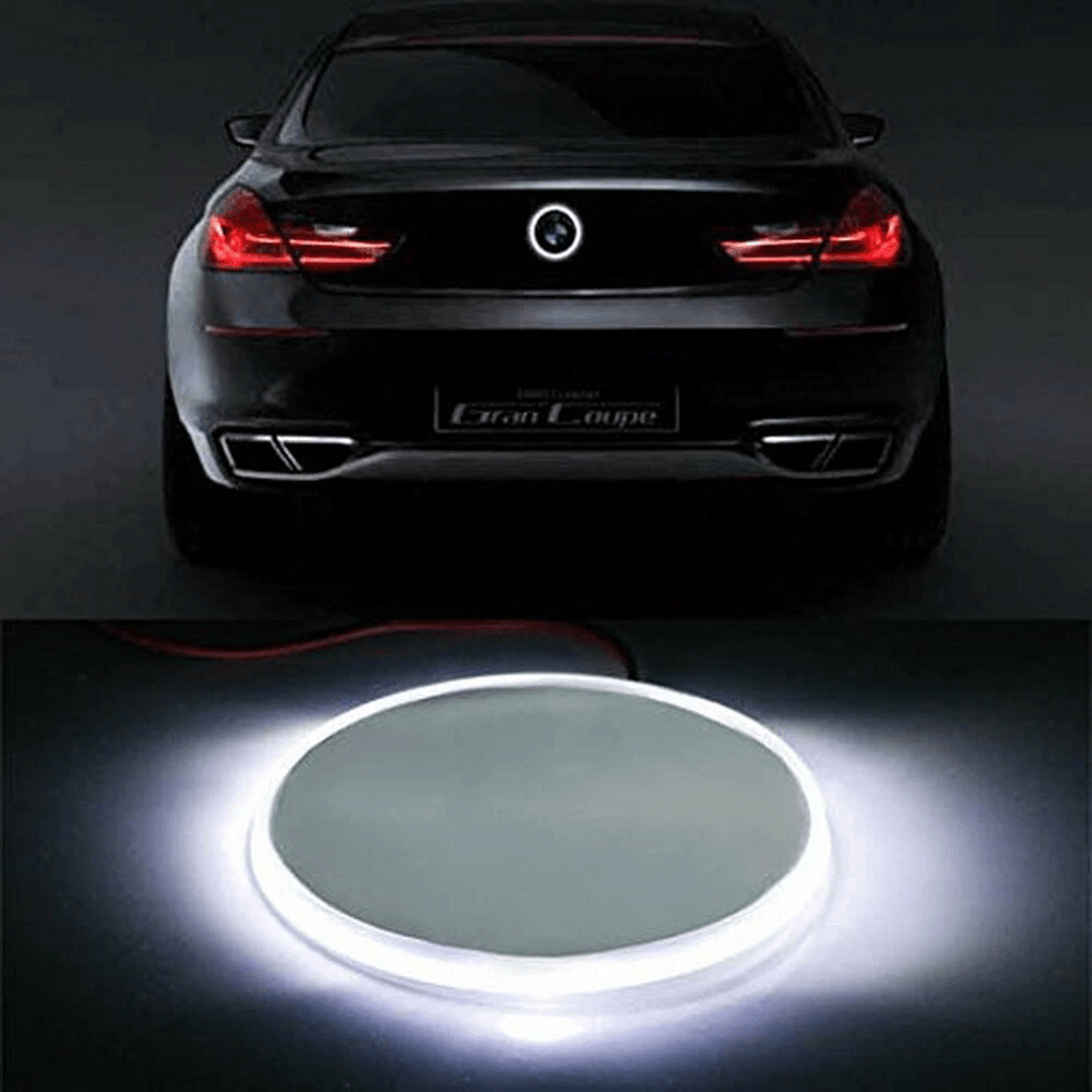 bmw led emblem light xenon white badge background glow