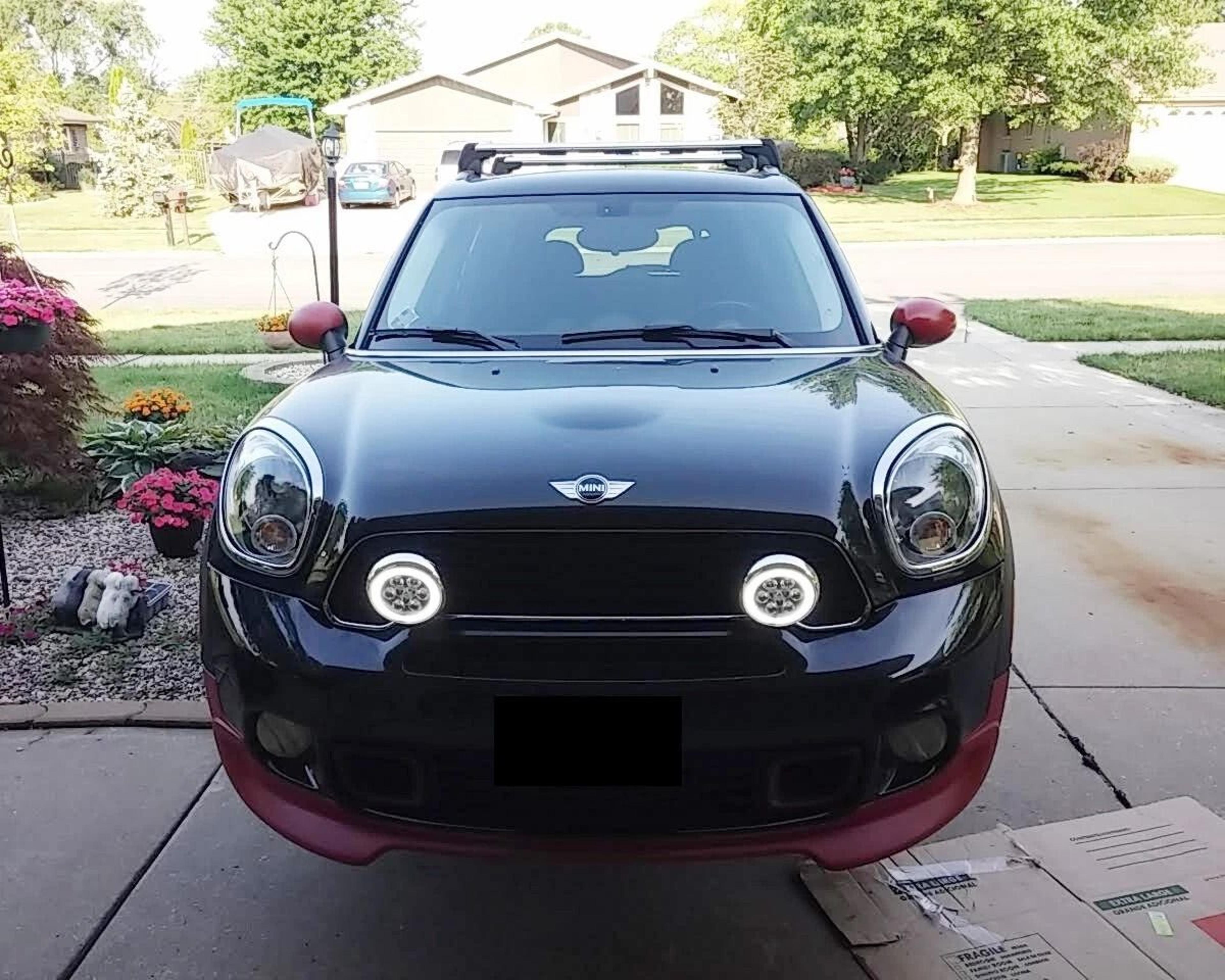 mini cooper led rally lights with halo drl ring black