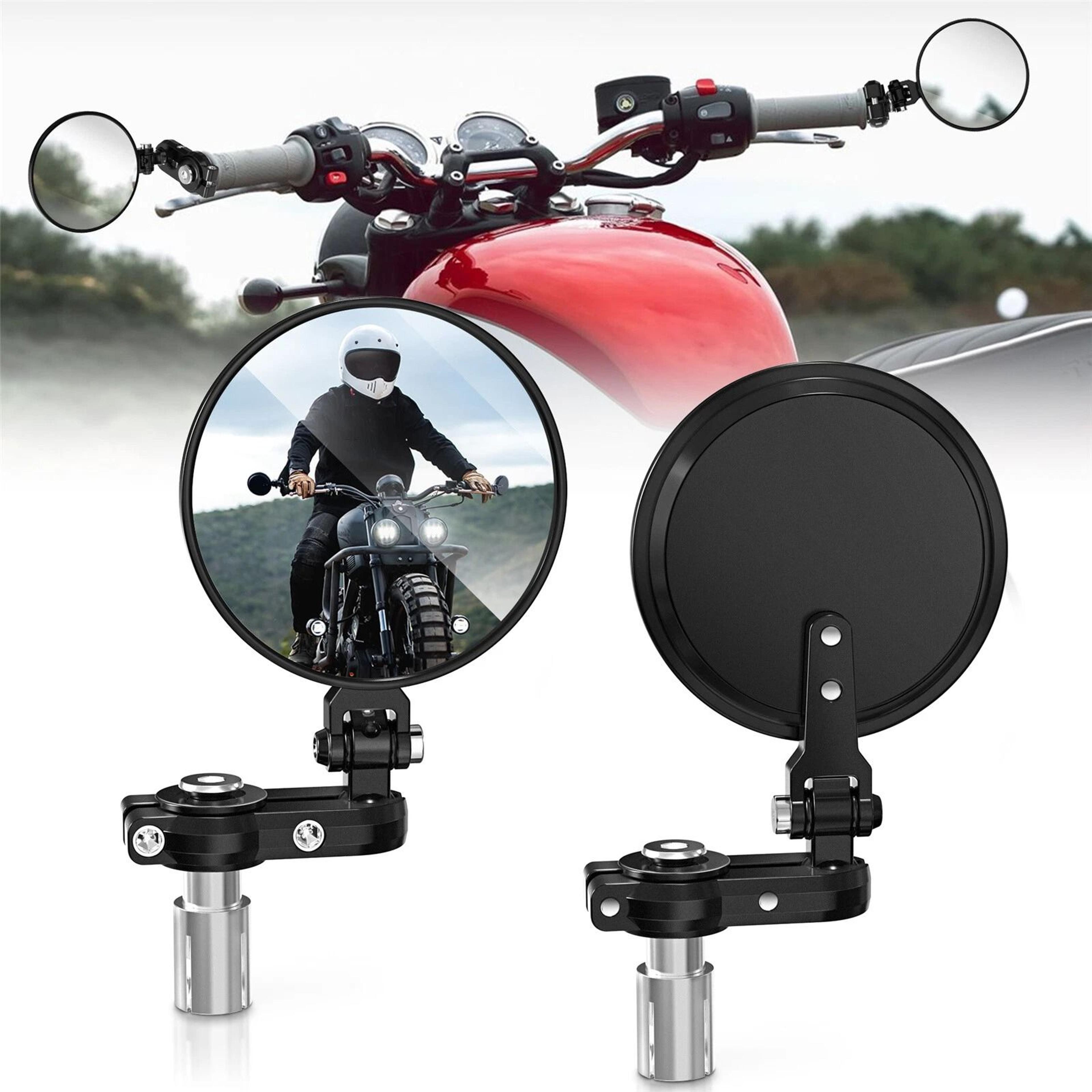 round motorcycle bar end mirrors pair for honda yamaha suzuki