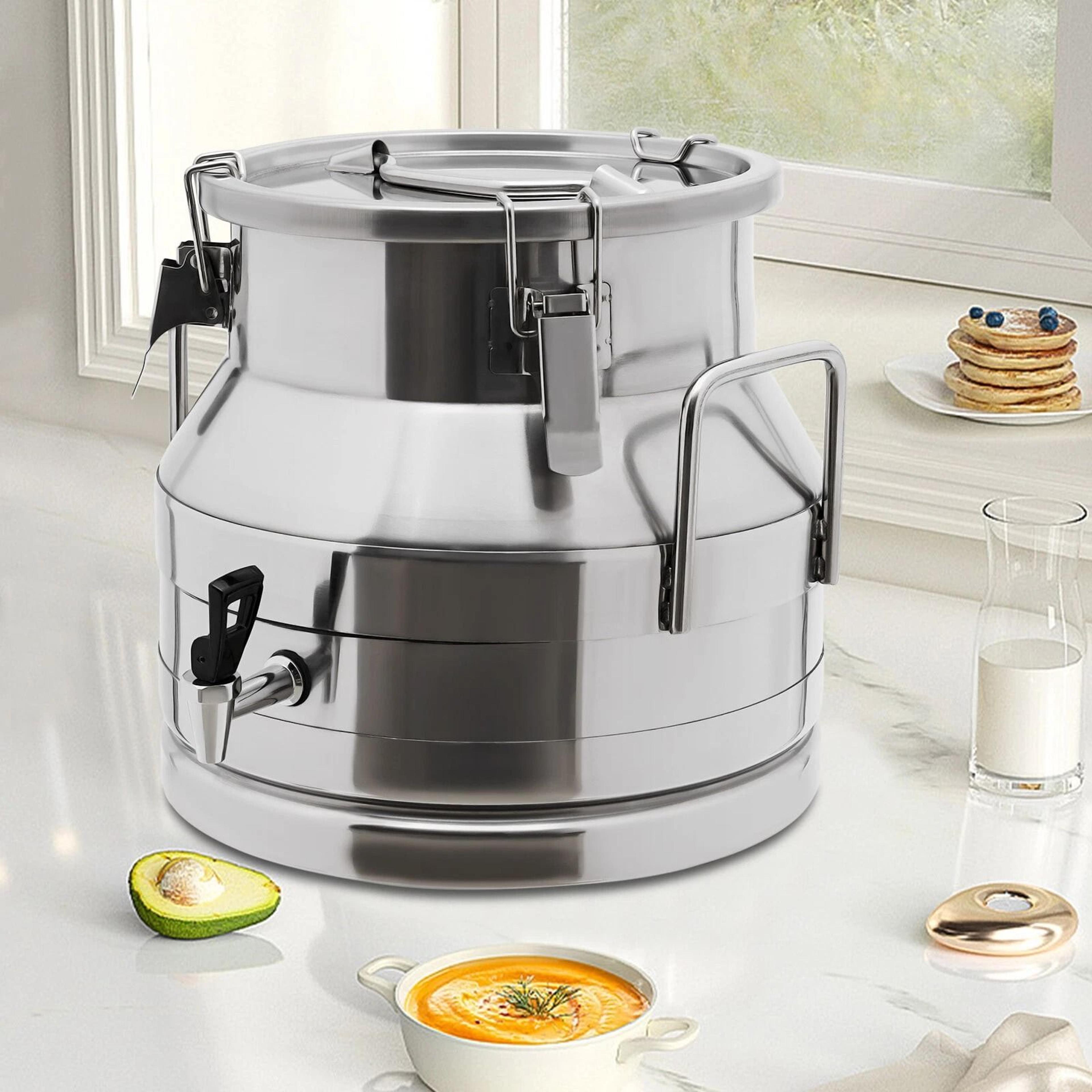 stainless steel milk can with faucet sealed storage jug