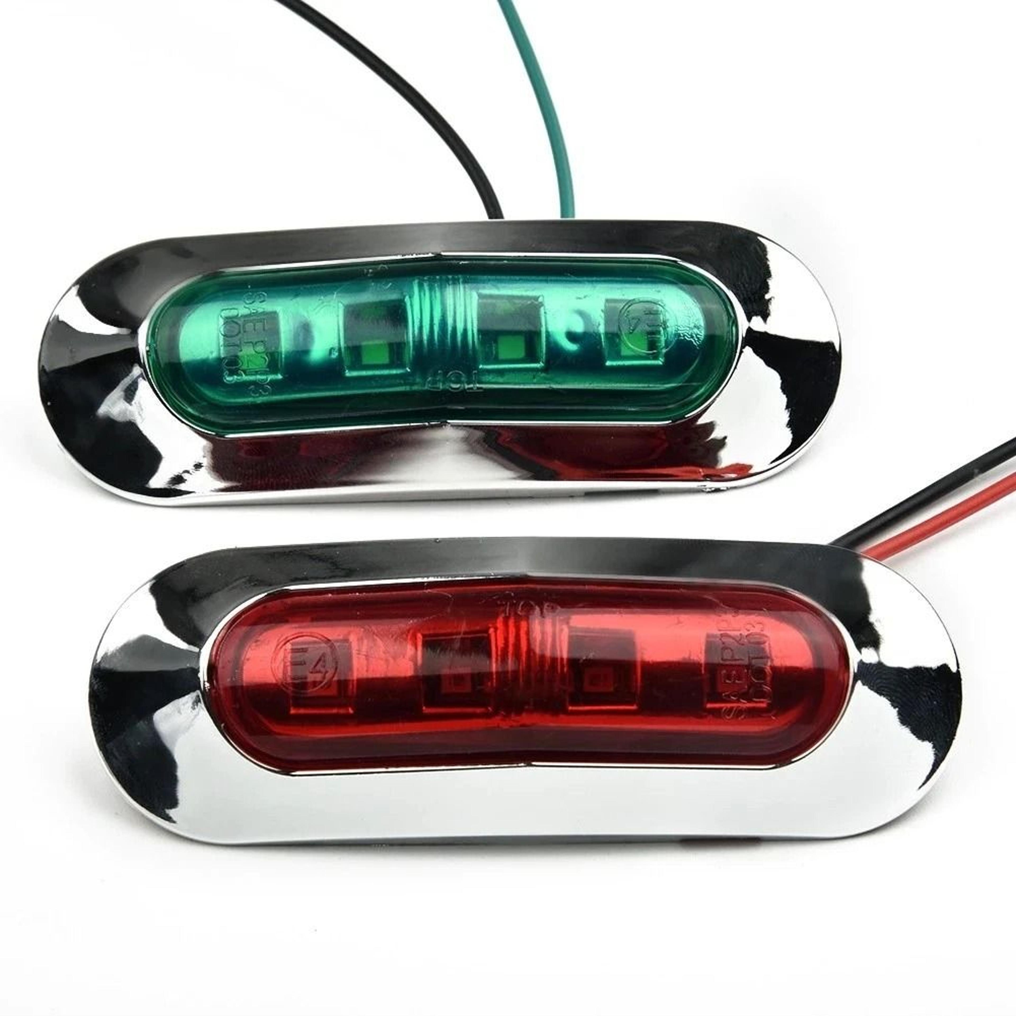 led boat navigation lights red green universal chrome bow light set