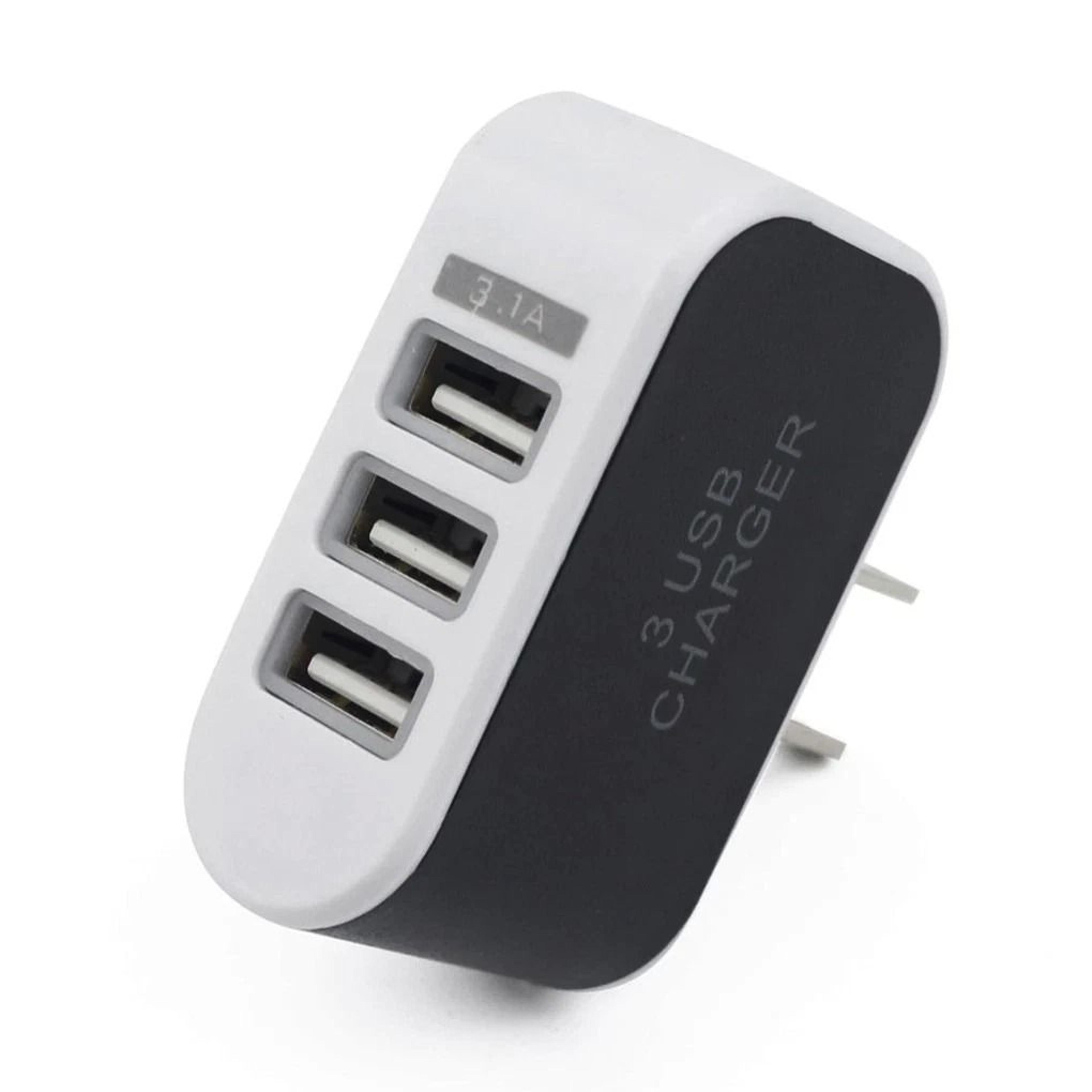 3 port usb wall charger plug with glowing light for universal cell phones