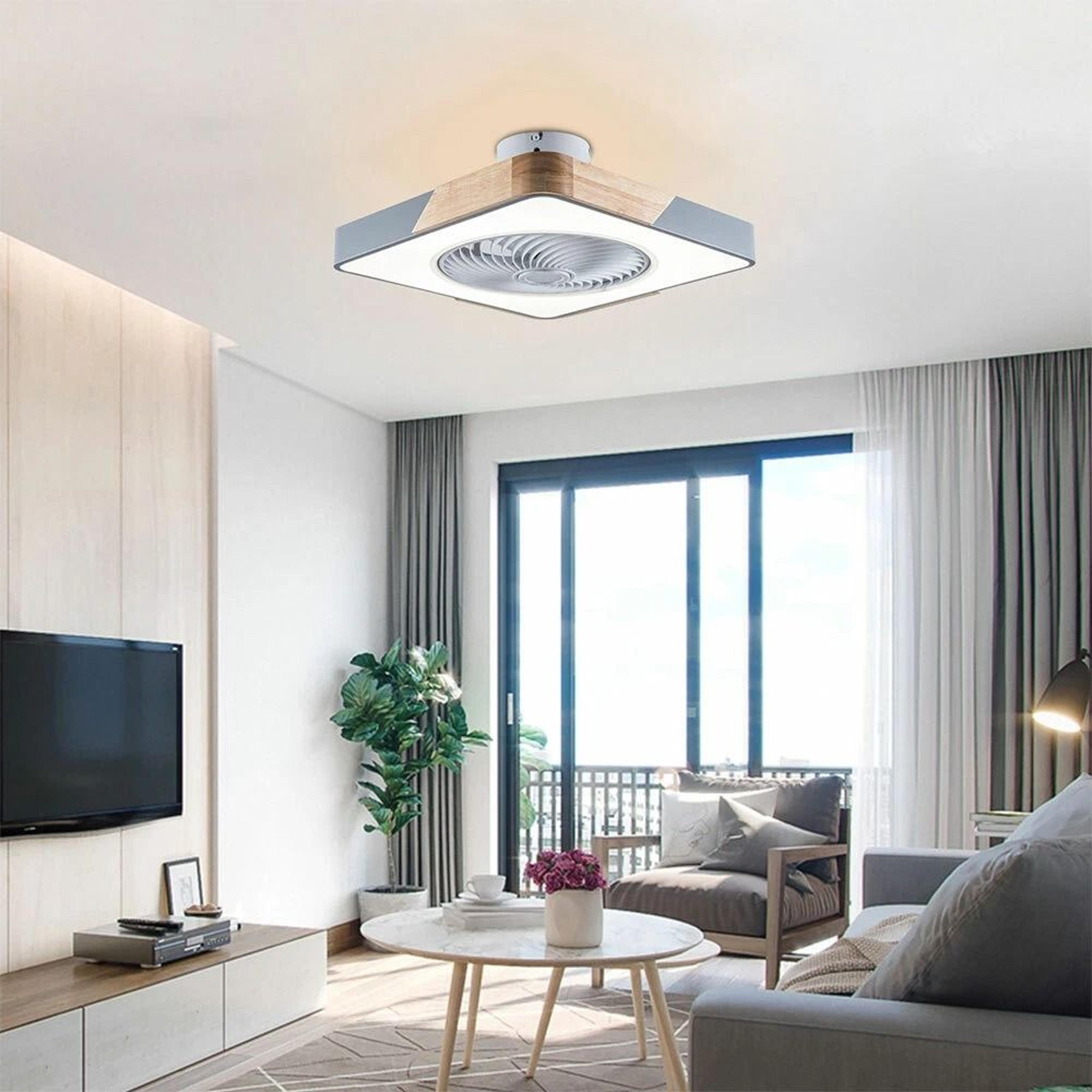 led ceiling fan lamp with remote control, speed, dimmable light, low profile modern design