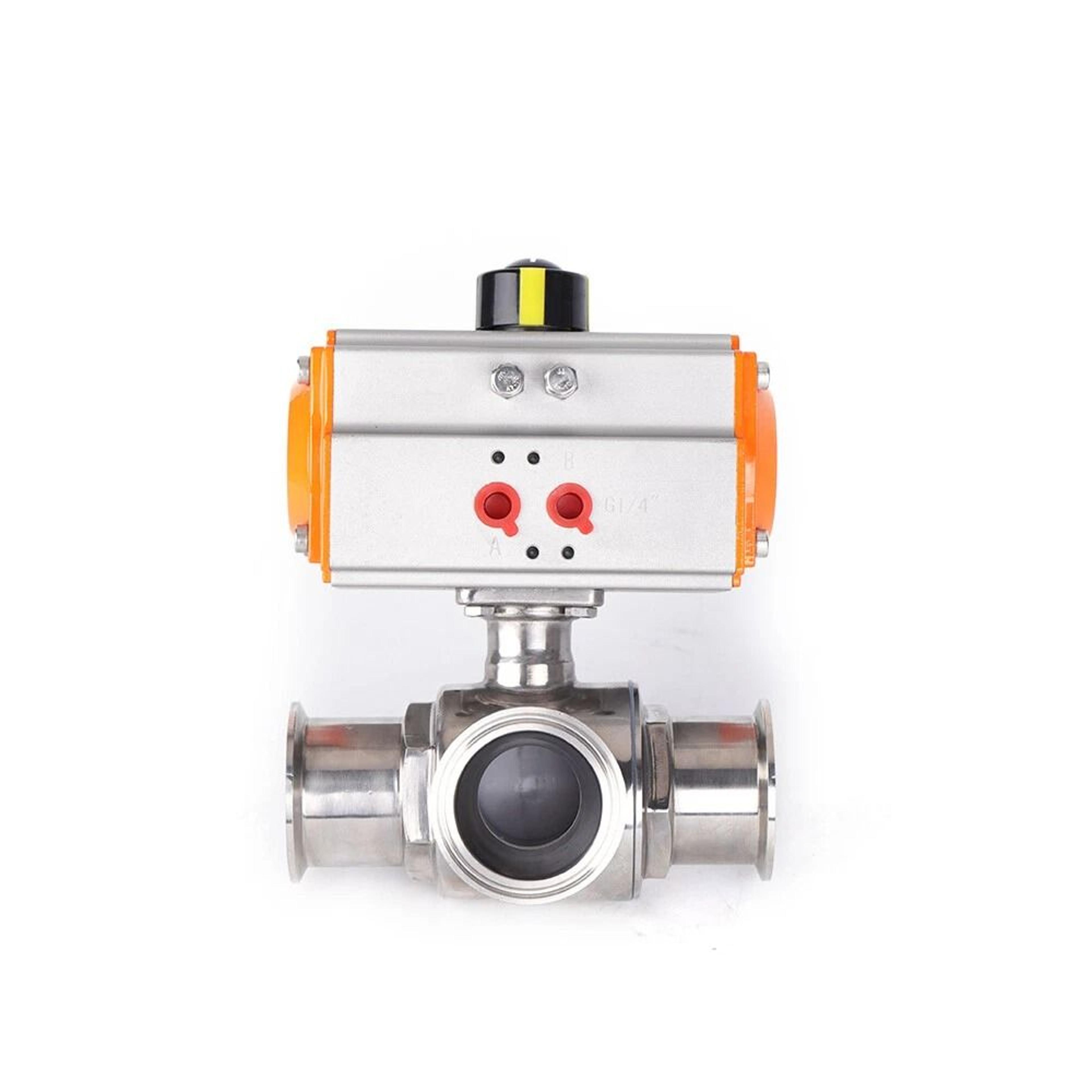 sanitary pneumatic ball valve t port tri clamp for food & beverage applications