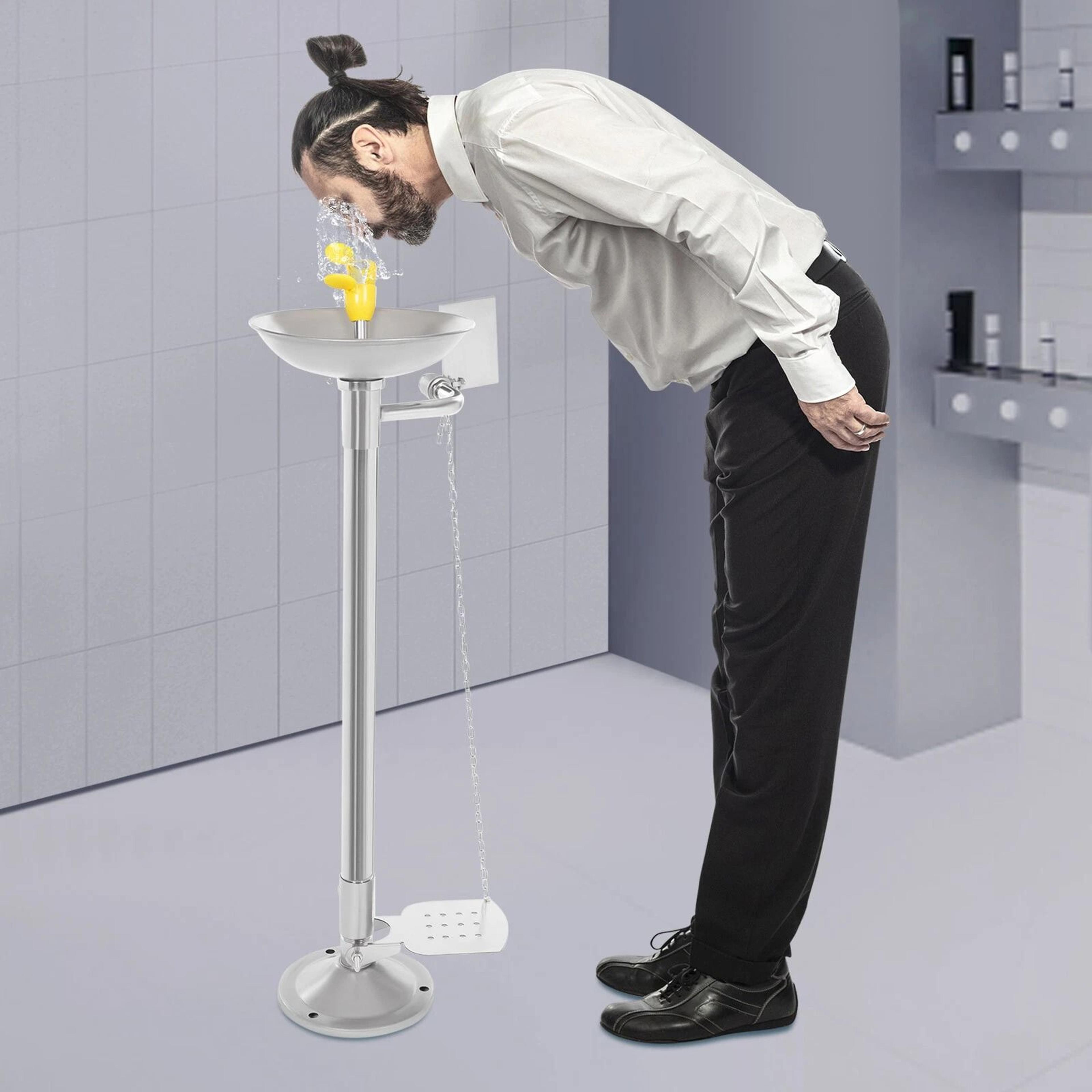 premium floor standing emergency eyewash station durable stainless steel eyewash for workplace safety