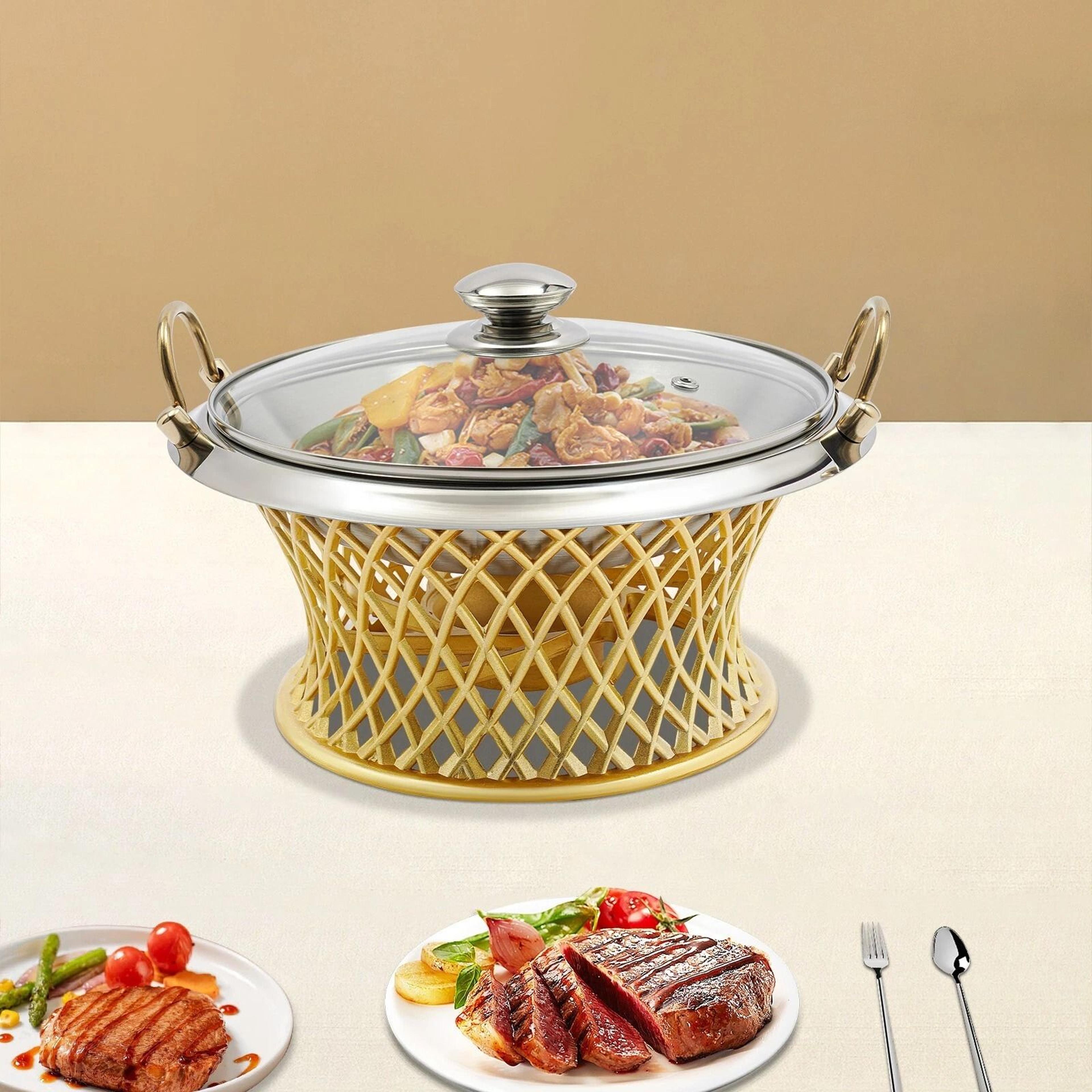 premium round buffet chafing dish with lid professional food warmer