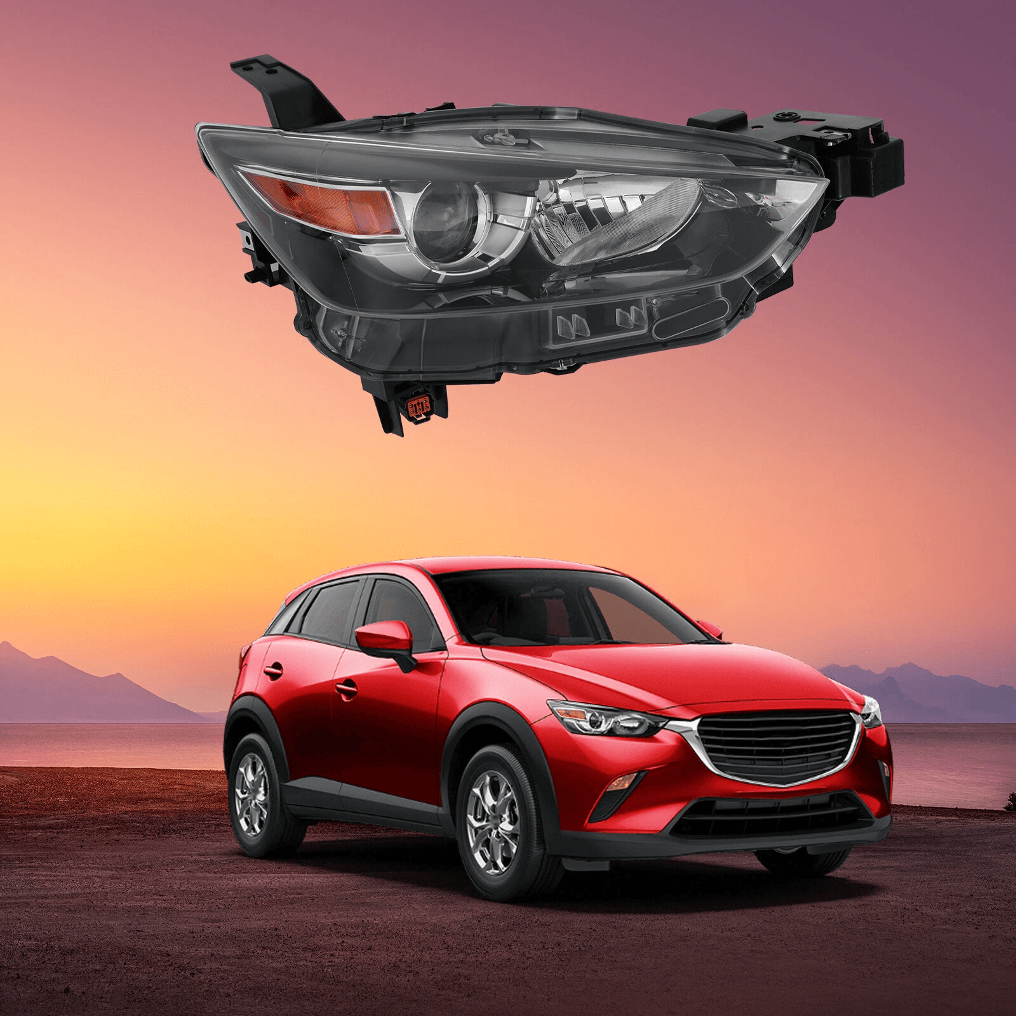 passenger side halogen headlight assembly for mazda cx 3