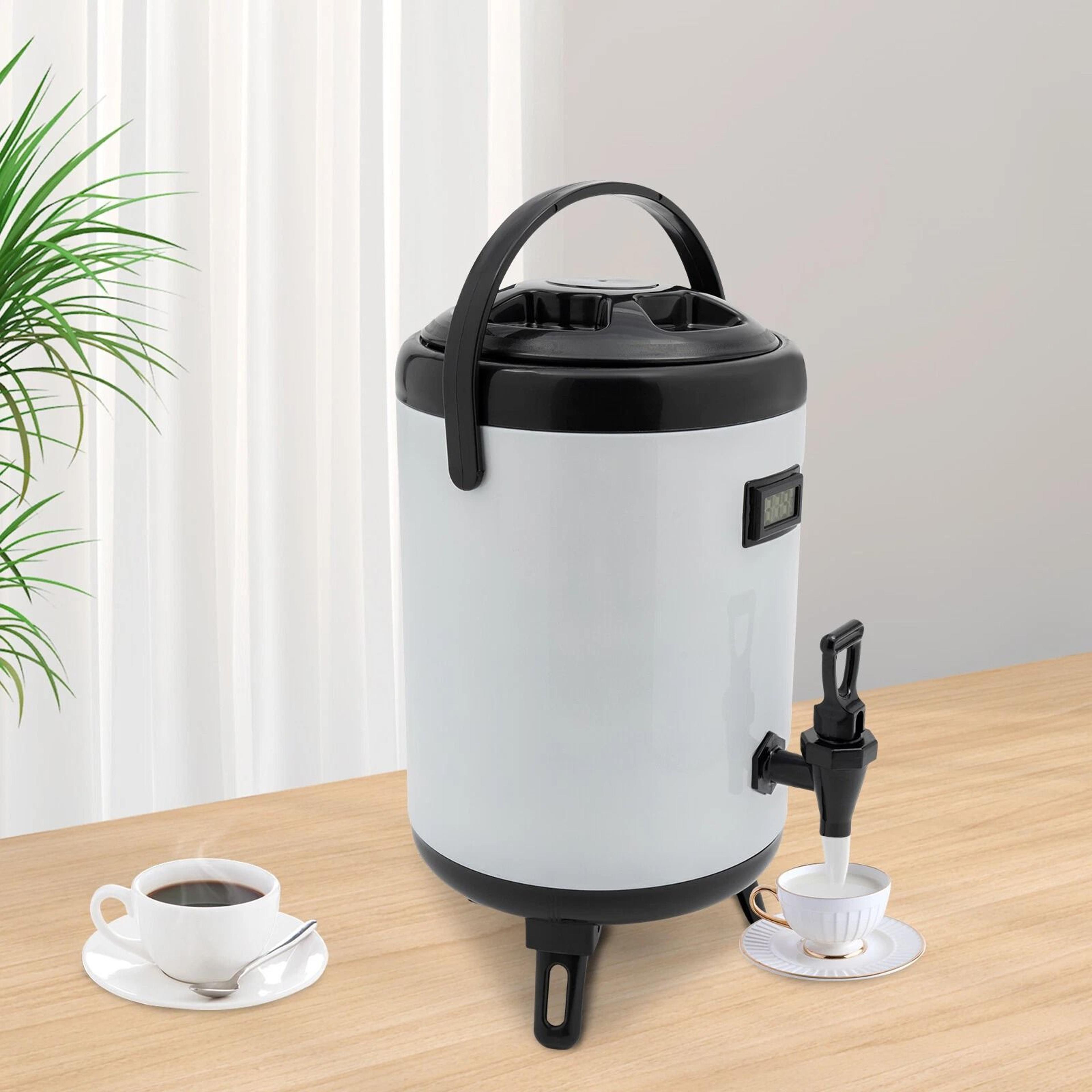 premium stainless steel hot and cold drink dispenser with thermometer, insulated beverage dispenser