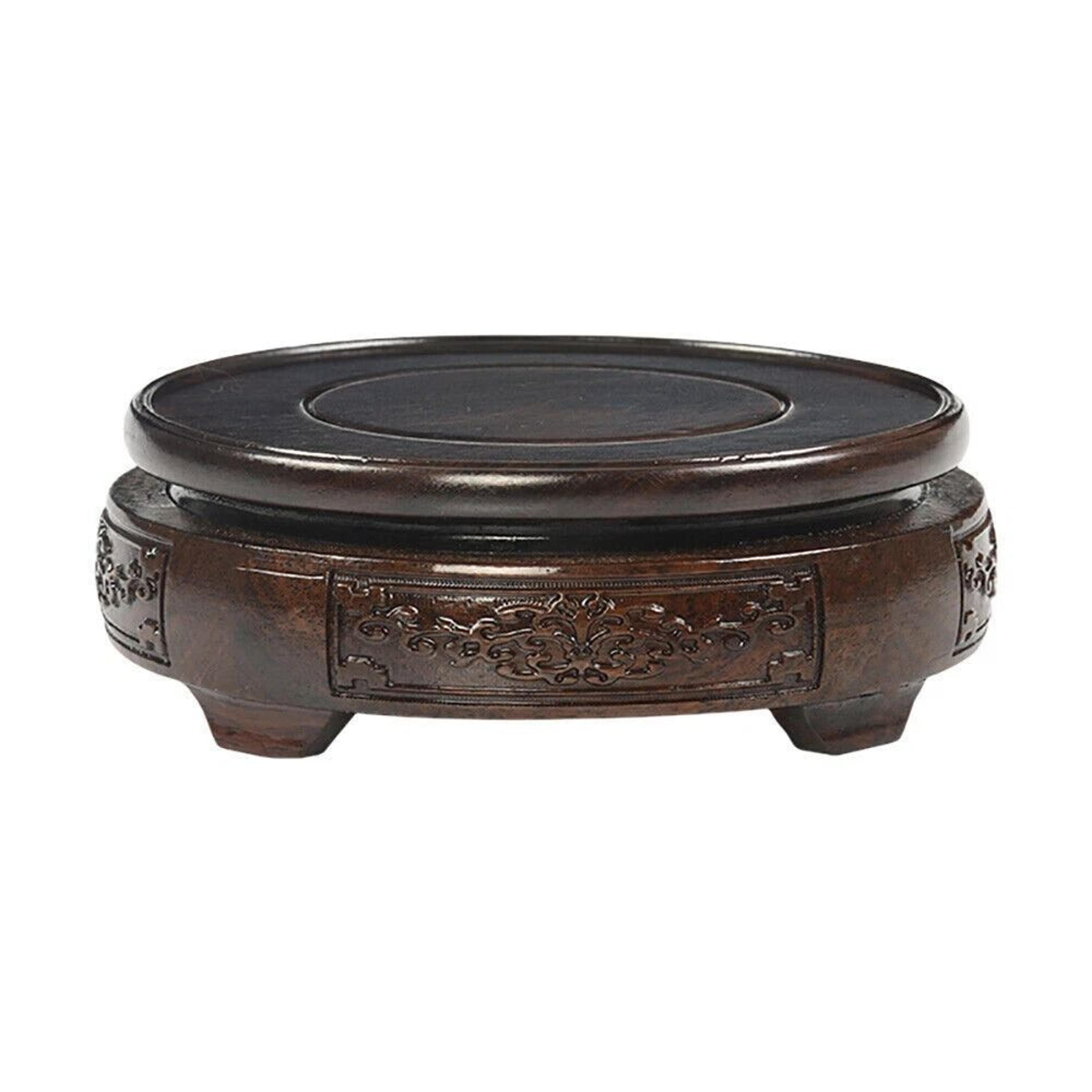 premium hand carved wood display stand elegant round pedestal bonsai stand & teapot vase base