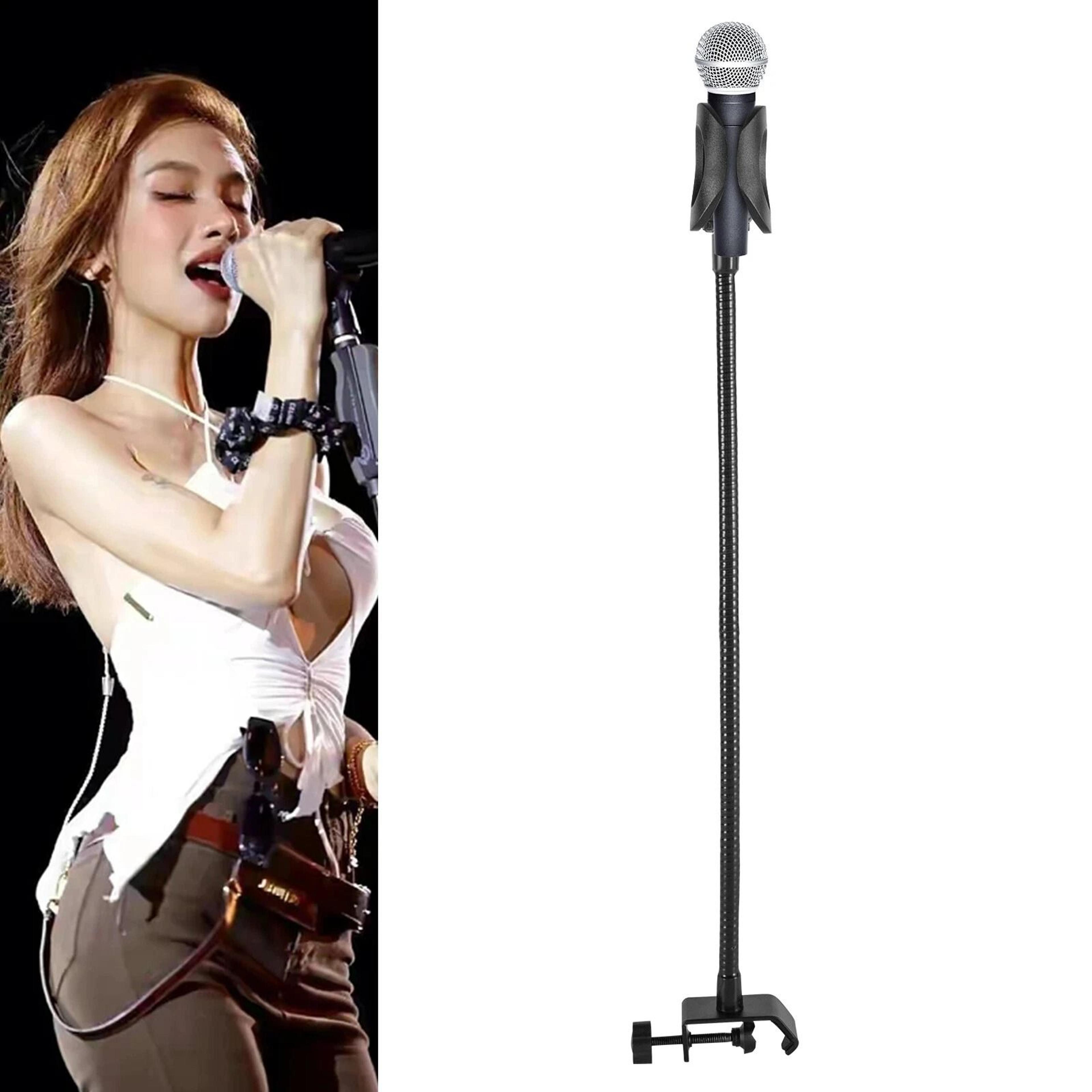 premium adjustable gooseneck microphone stand desk clamp mic mount for recording & broadcasting