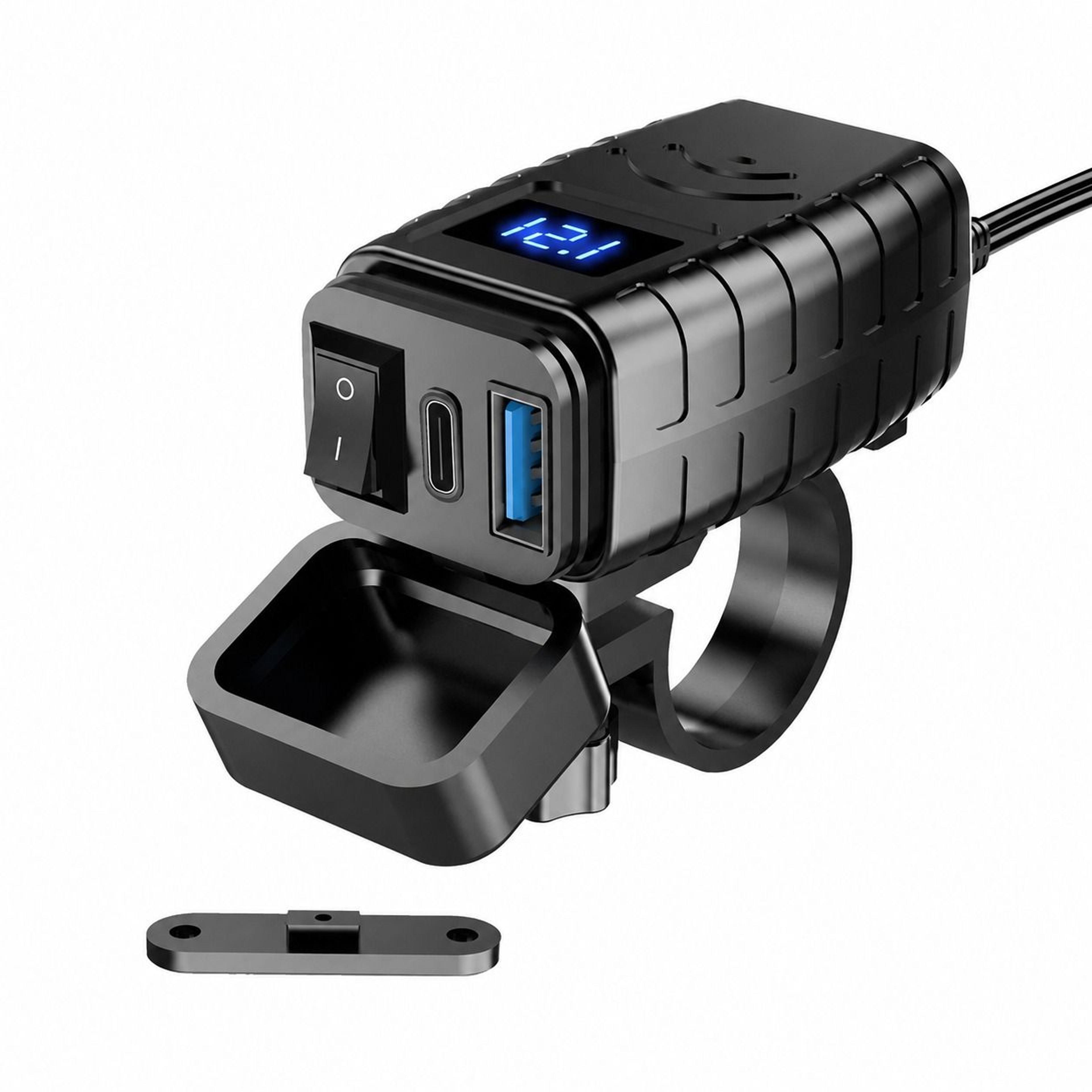 premium motorcycle usb charger w/ quick charge & waterproof dual usb