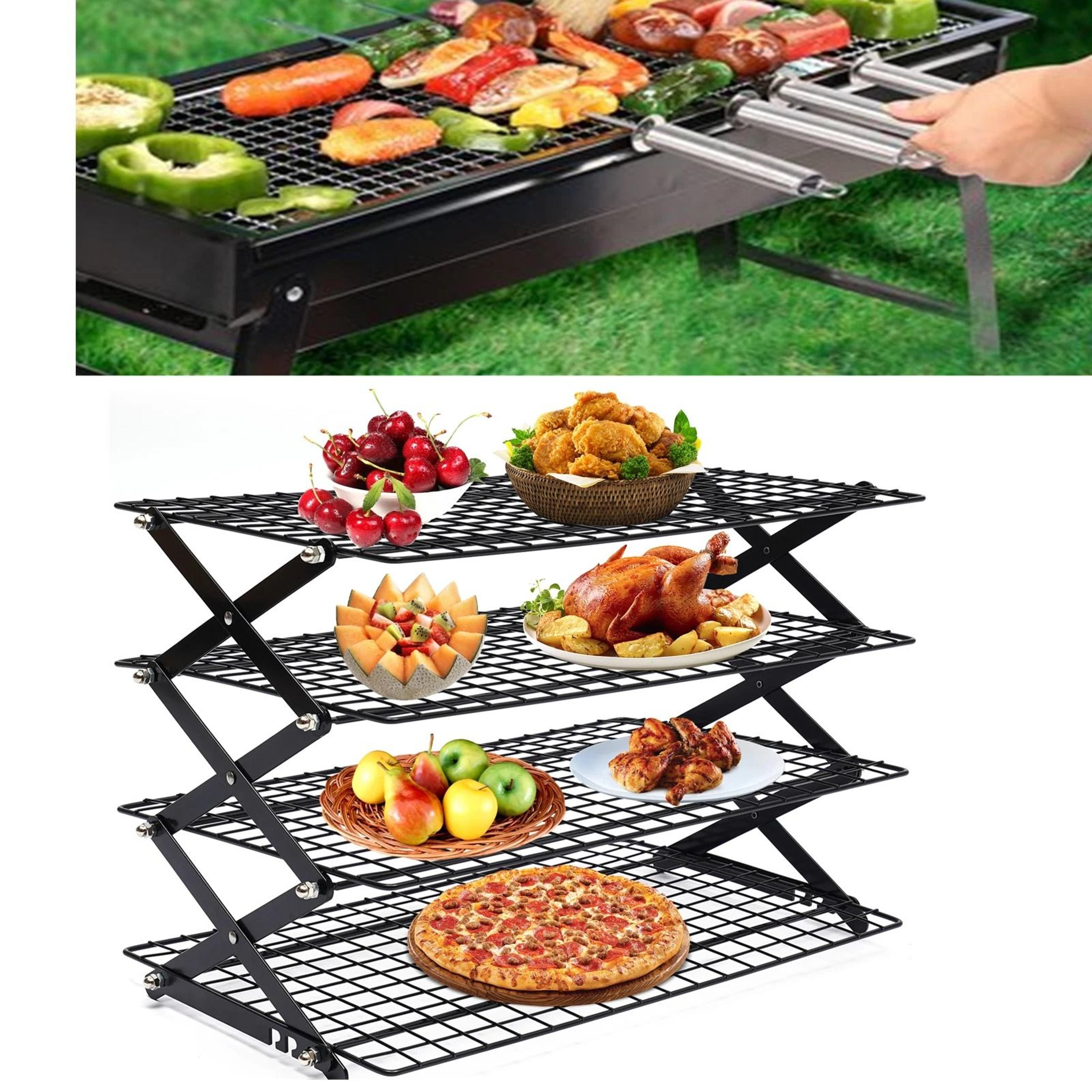 premium 4 tier collapsible cooling rack stackable baking & cookie cooling rack
