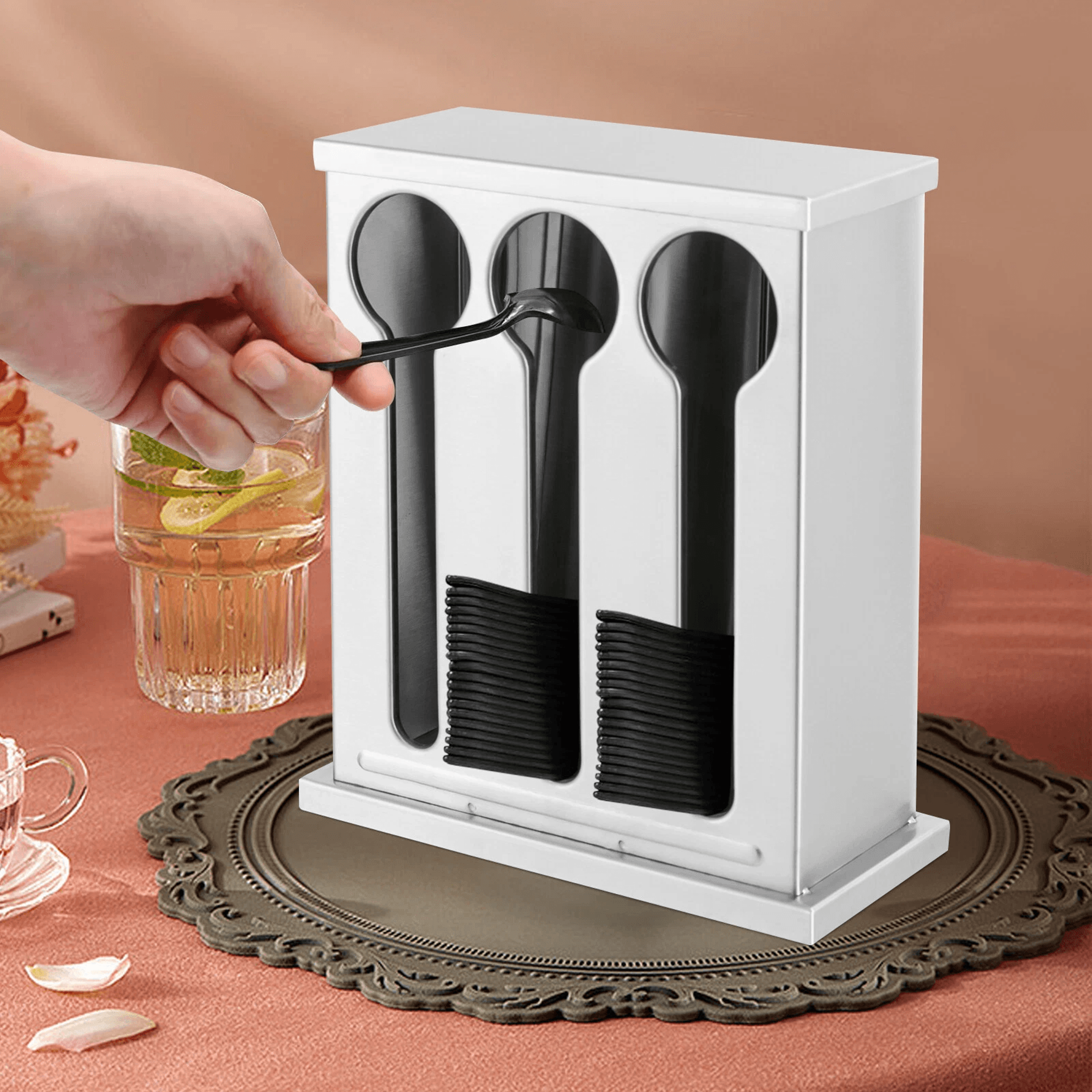 premium stainless steel utensil organizer dispenser compartment cutlery holder