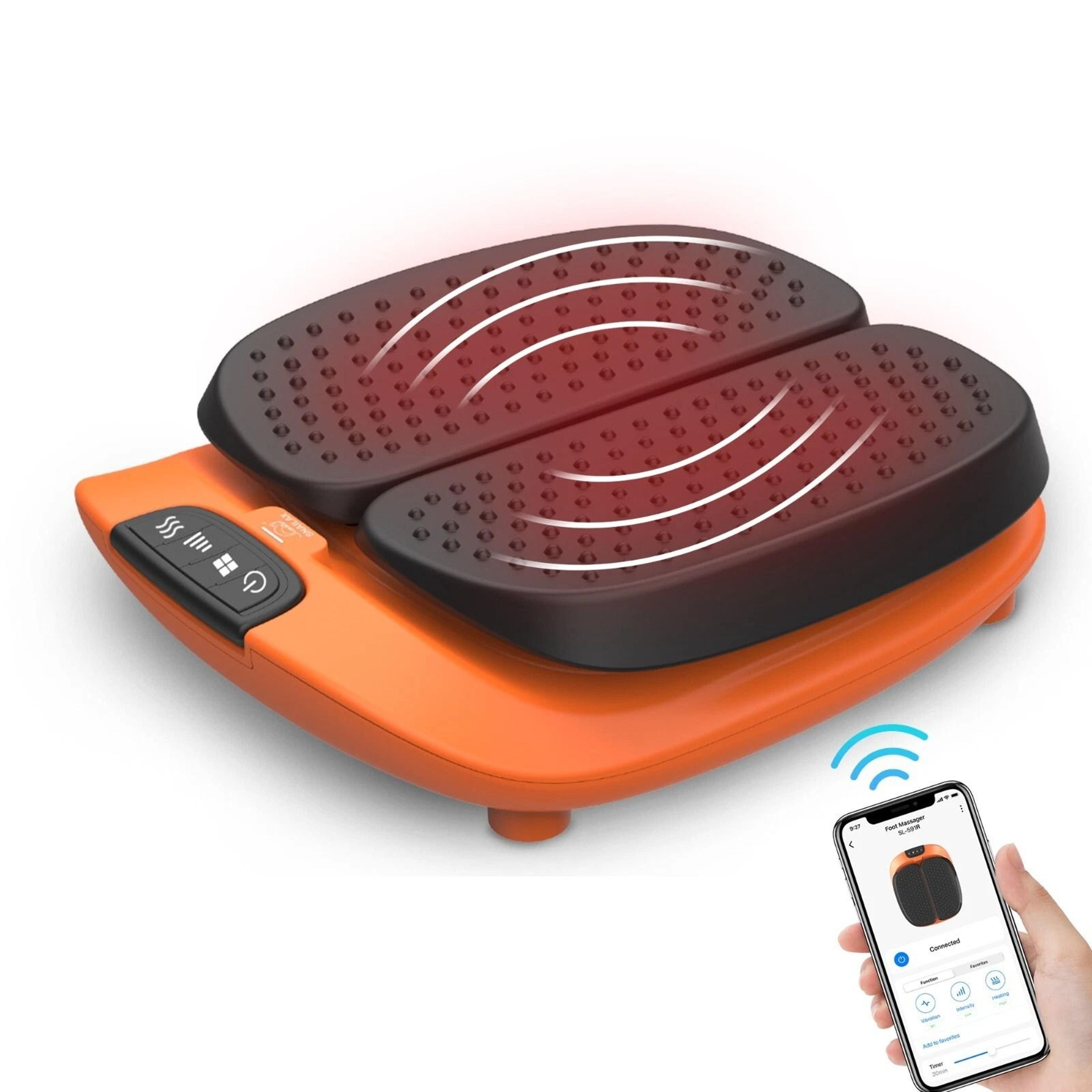 smart app controlled vibration foot massager with heat & shiatsu for enhanced circulation