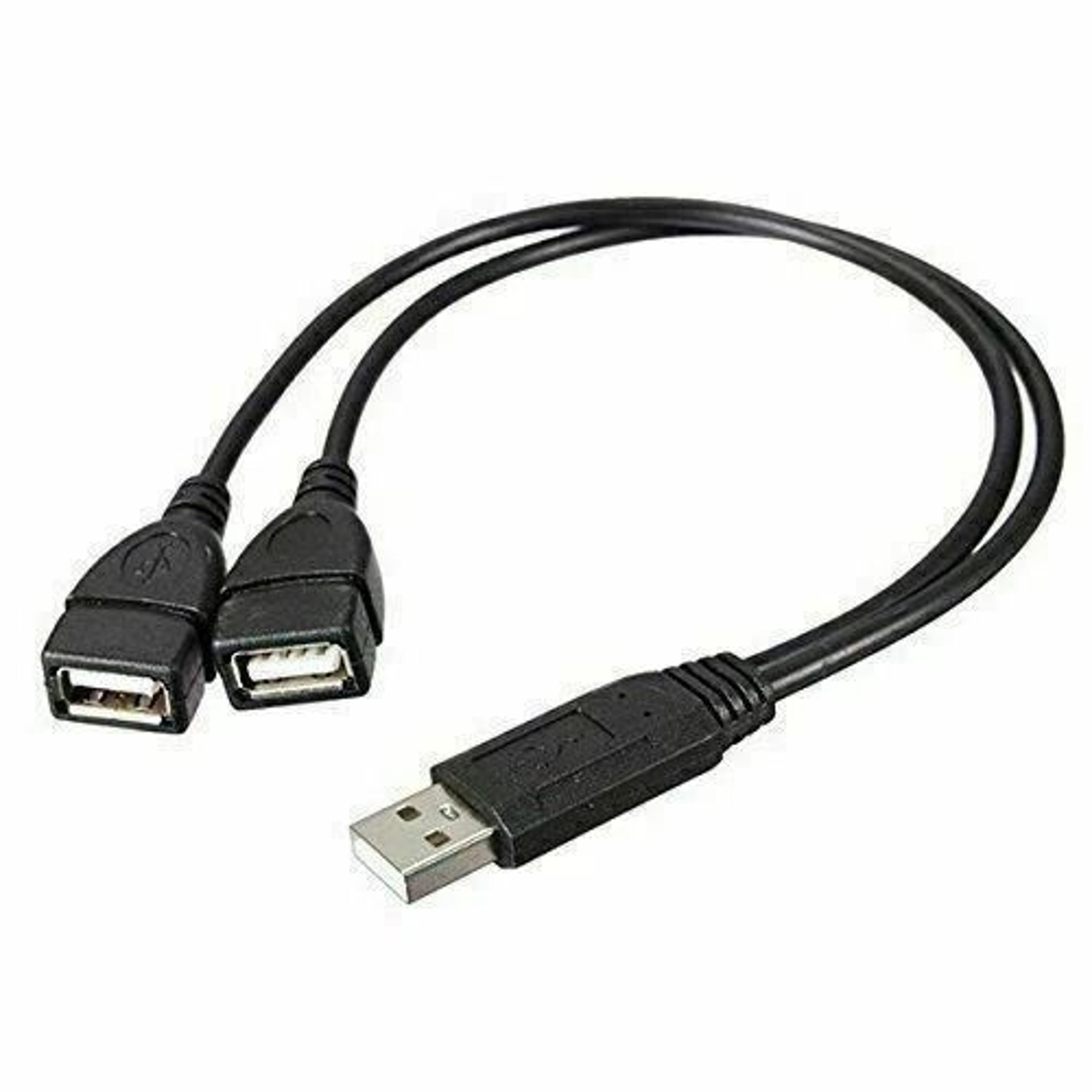 dual usb adapter splitter cable usb a male to 2 usb female power & data extension