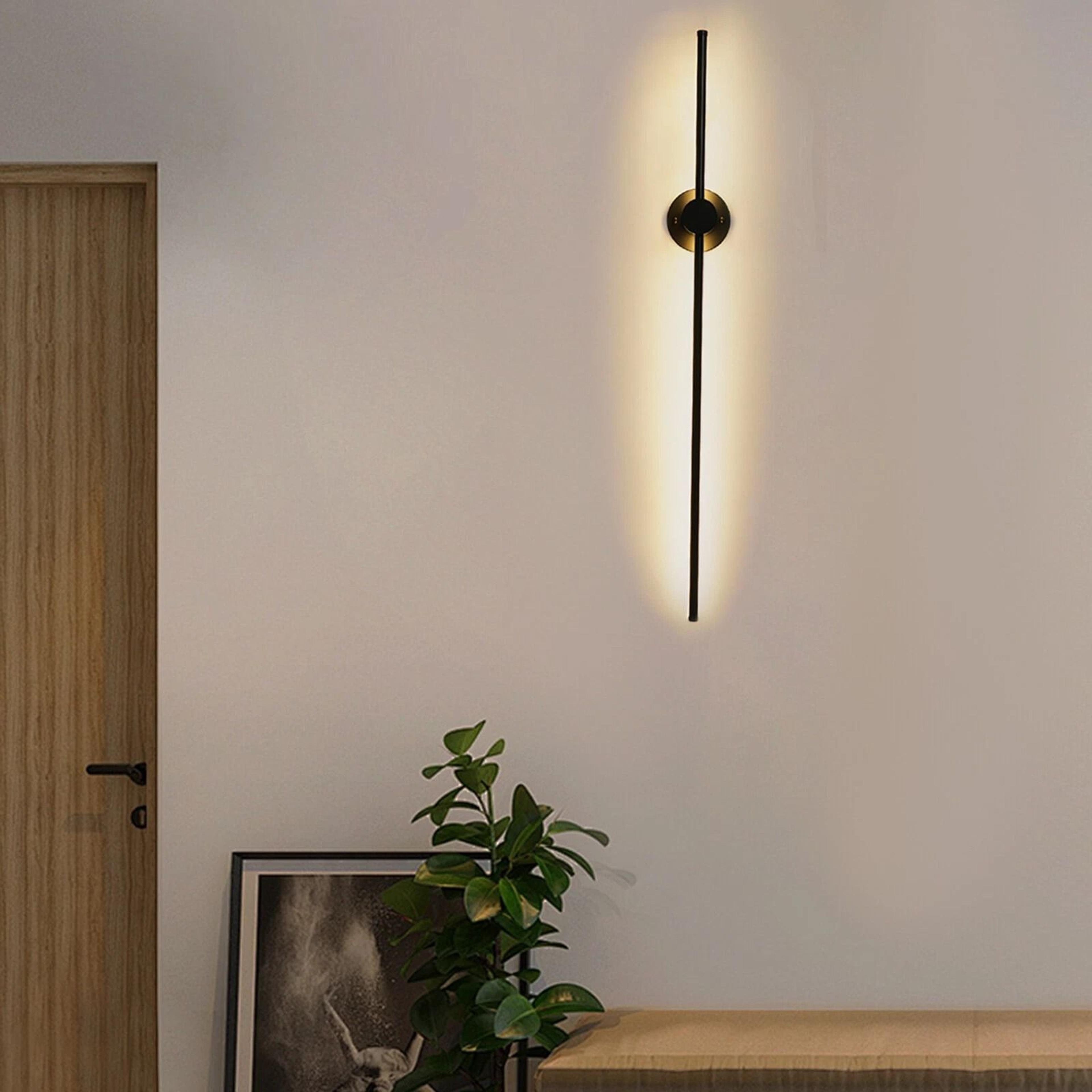 modern led linear wall lamp sleek black led wall sconce for ambient home lighting