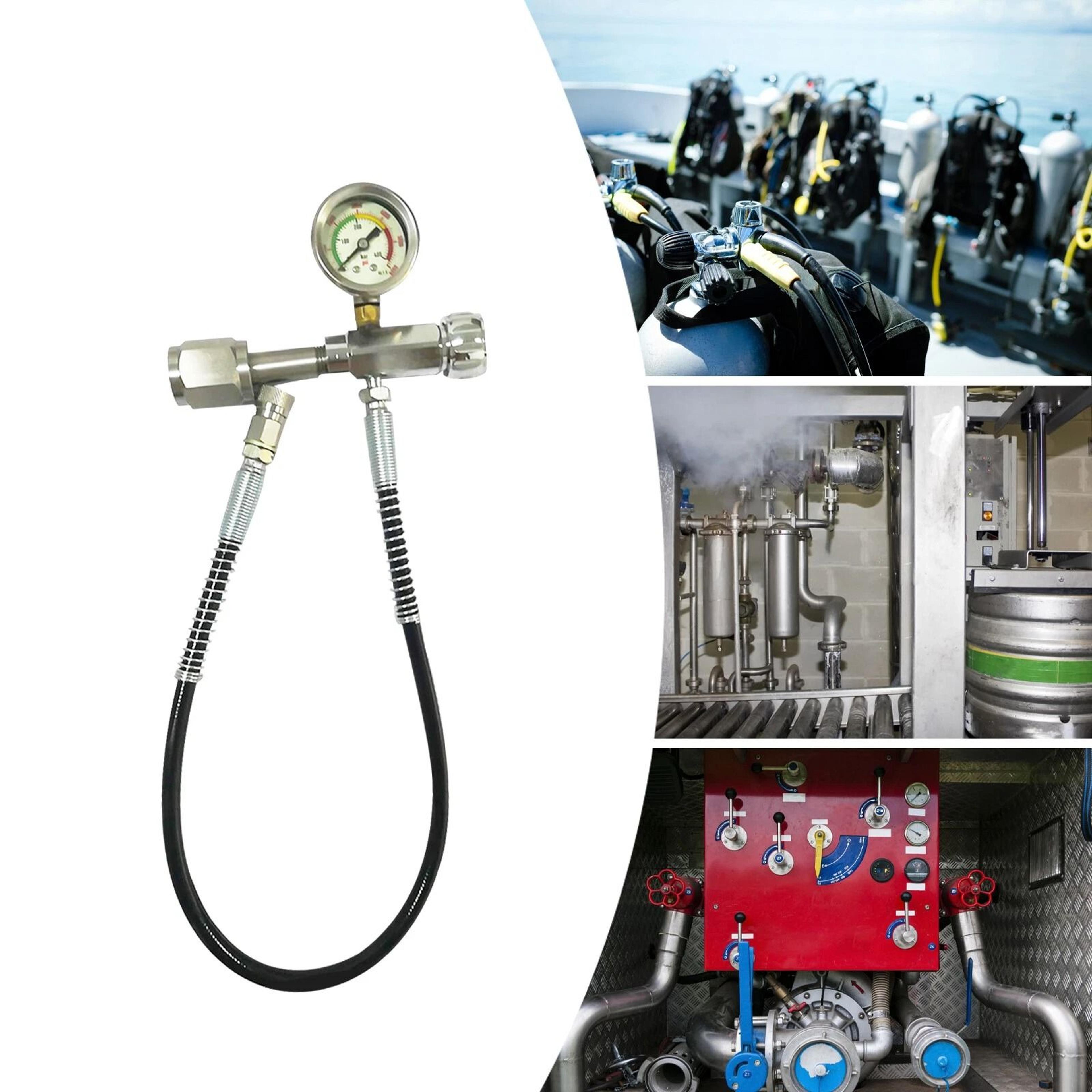 pcp fill adapter charging kit with scba air fill hose & oxygen tank refill valve
