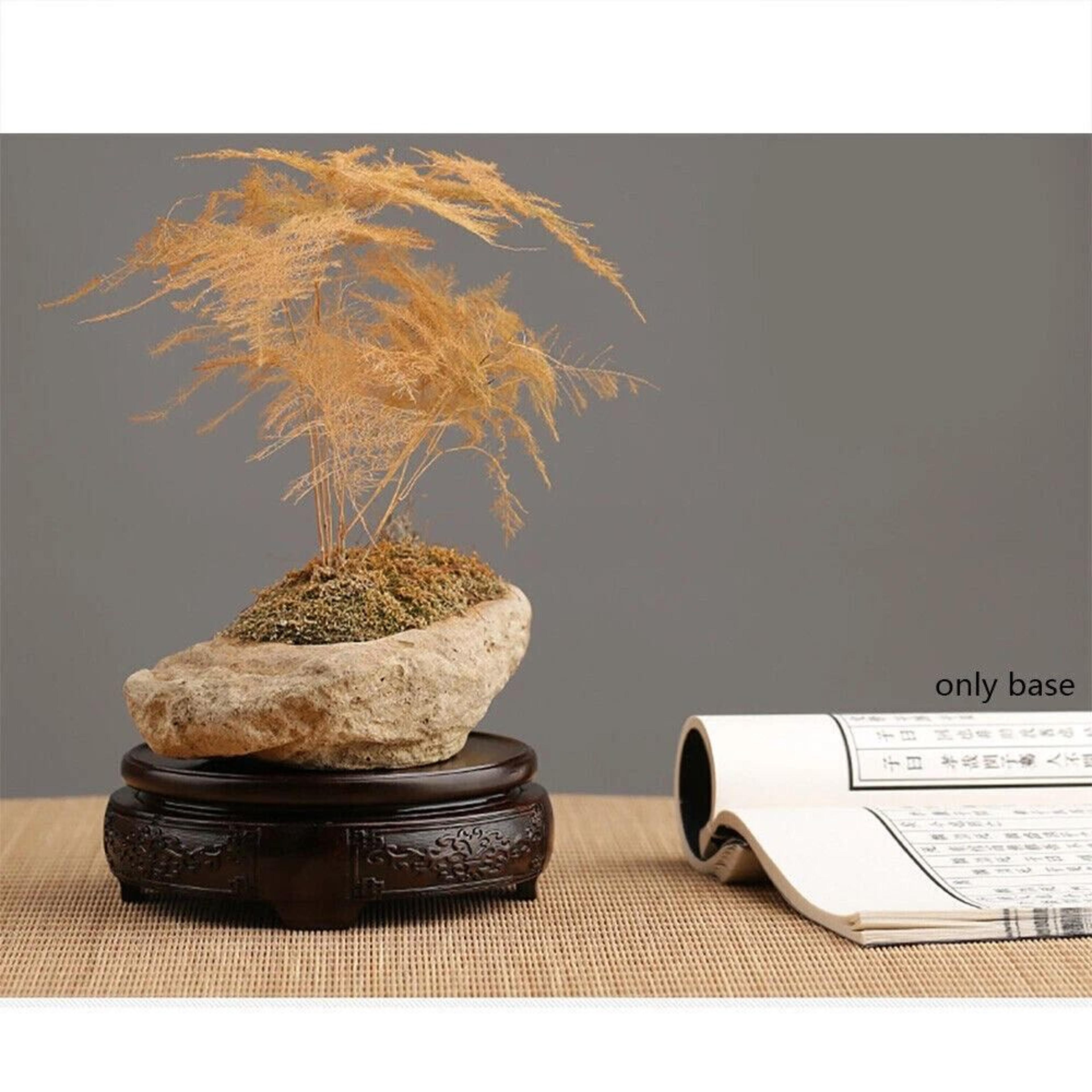 hand carved wooden display stand pedestal bonsai & teapot vase base