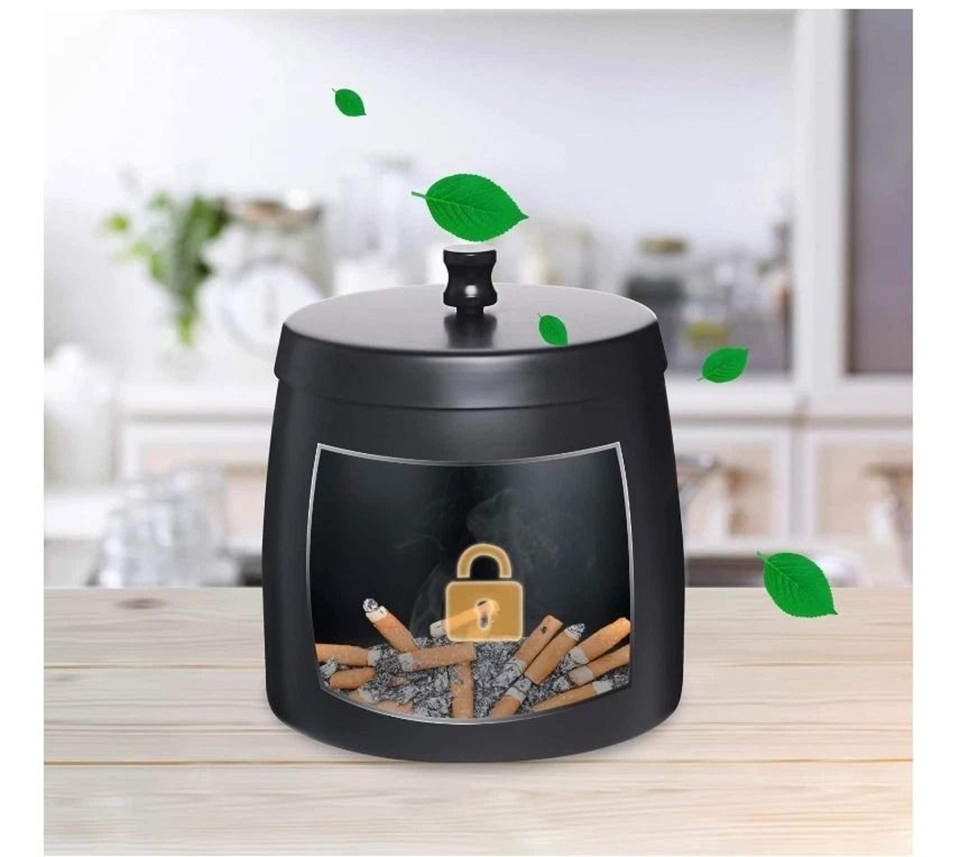 windproof ashtray with lid stainless steel smokeless indoor outdoor cigarette ash tray