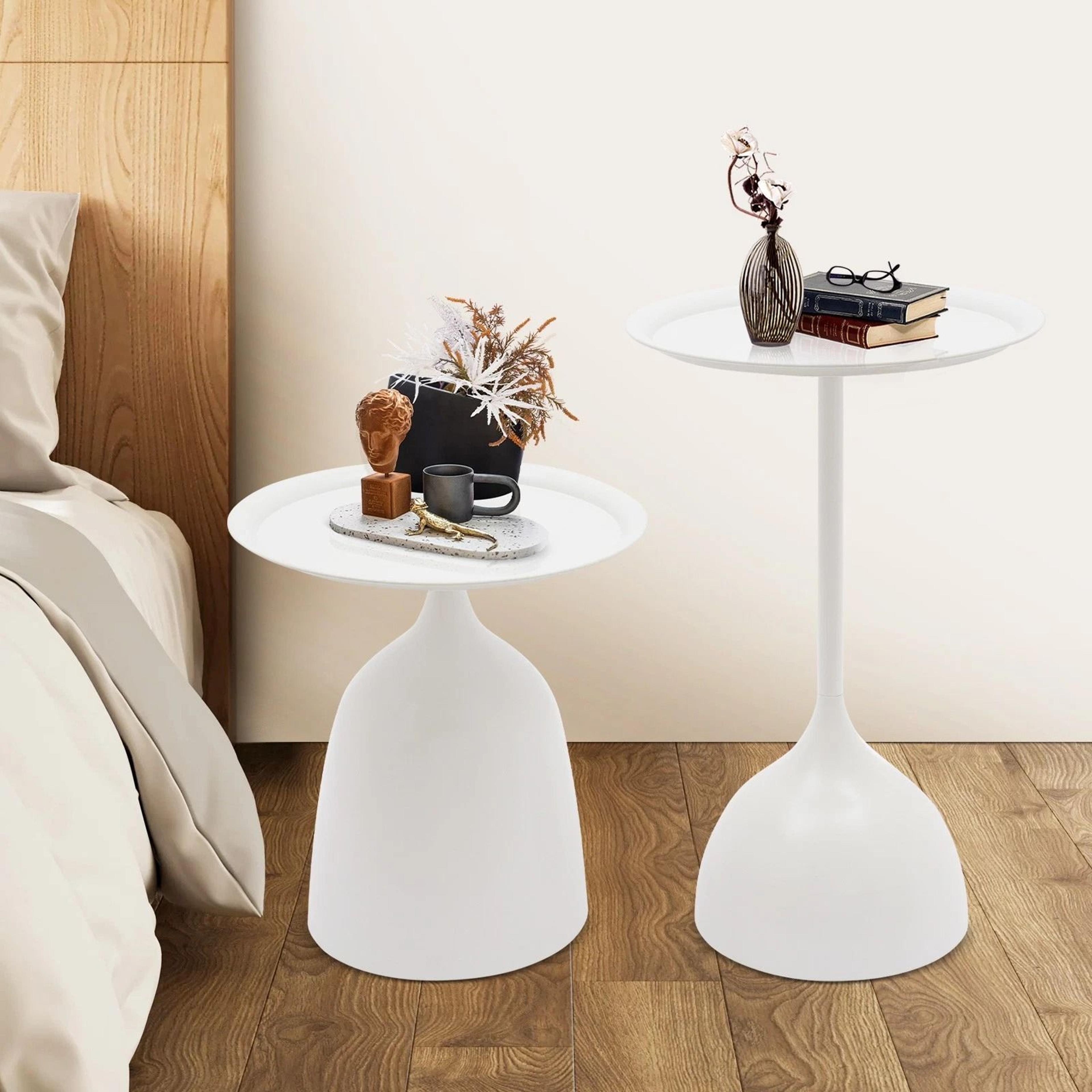round side table set modern white iron end tables for living room bedroom