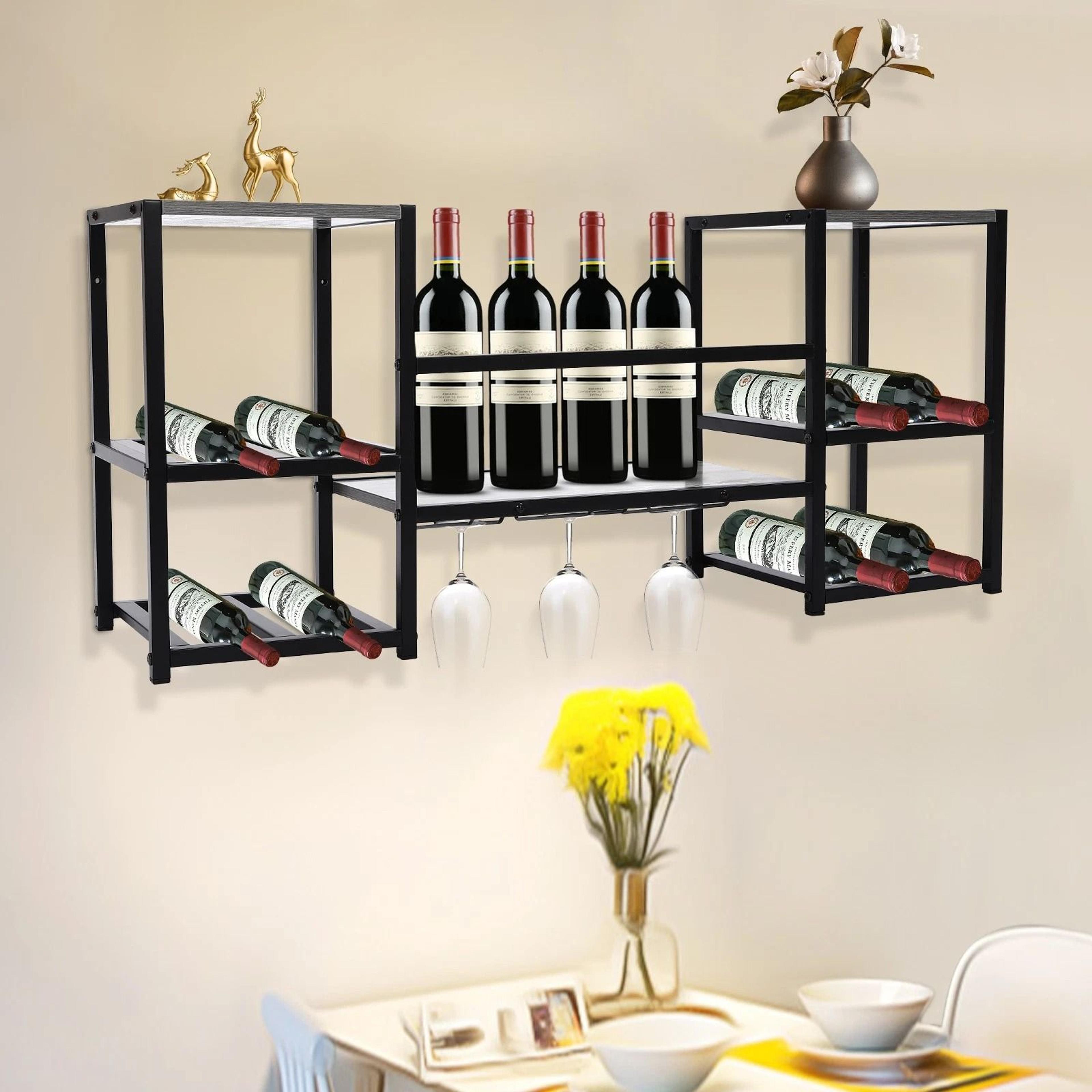 3 tier wall mounted wine rack with modern bottle storage